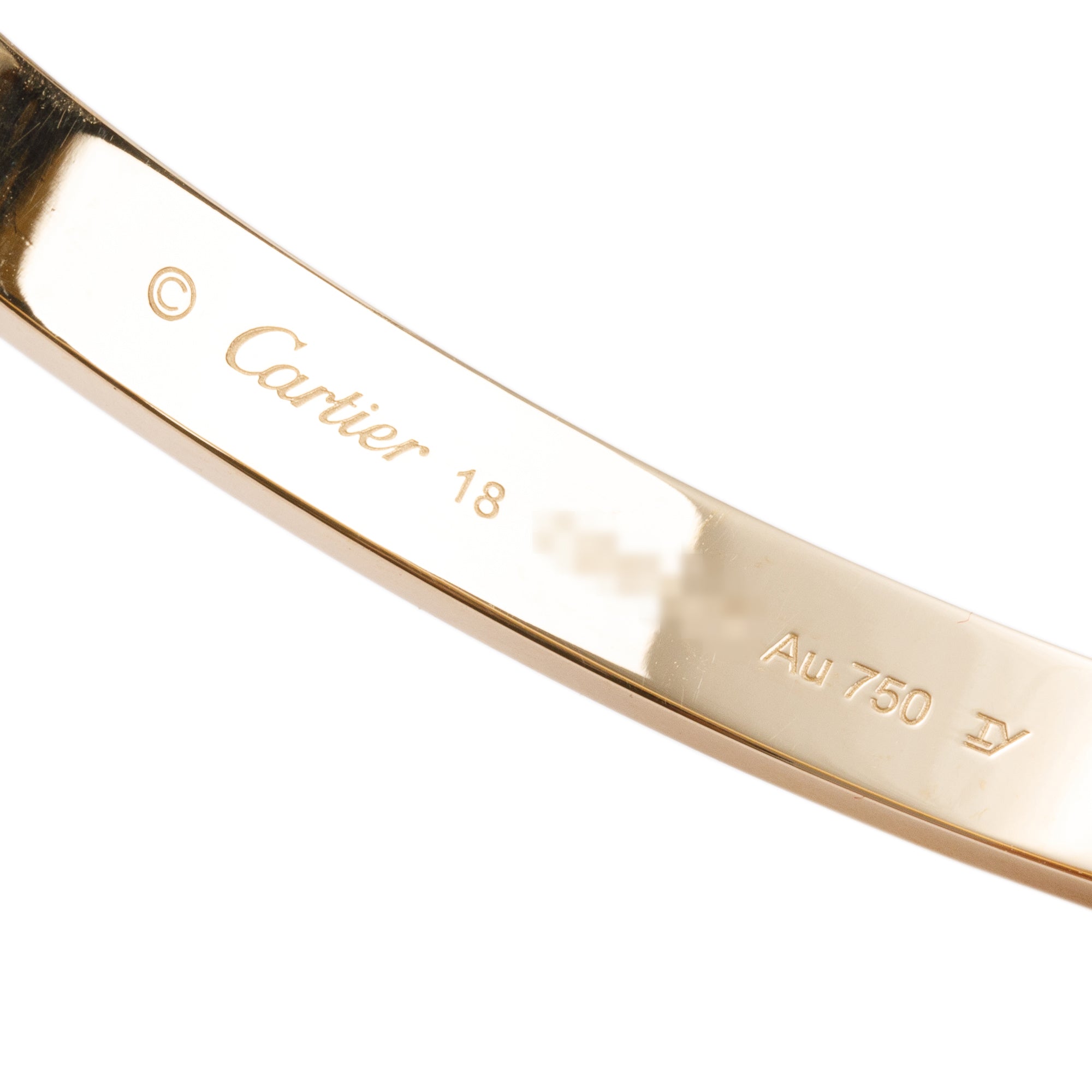 Cartier 18k Yellow Gold Love Bracelet, Size 18 w/ Receipt & Certificate