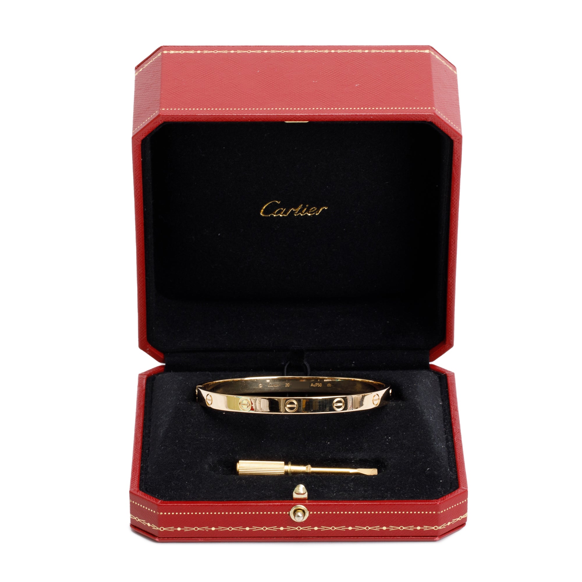 Cartier 18k Yellow Gold Love Bracelet, Size 20 w/ Box