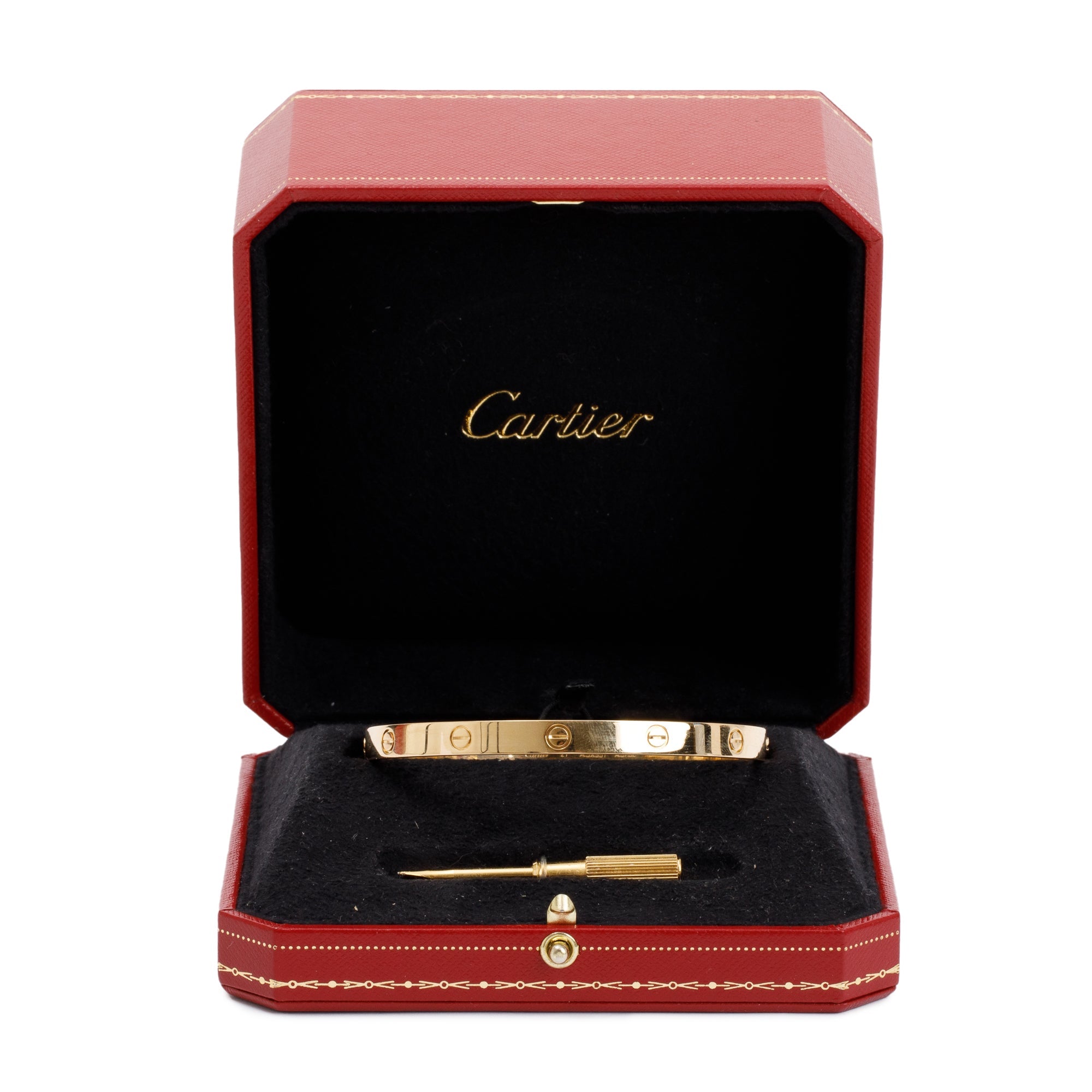 Cartier 18k Yellow Gold Love Bracelet, Size 21 w/ Box & Receipt