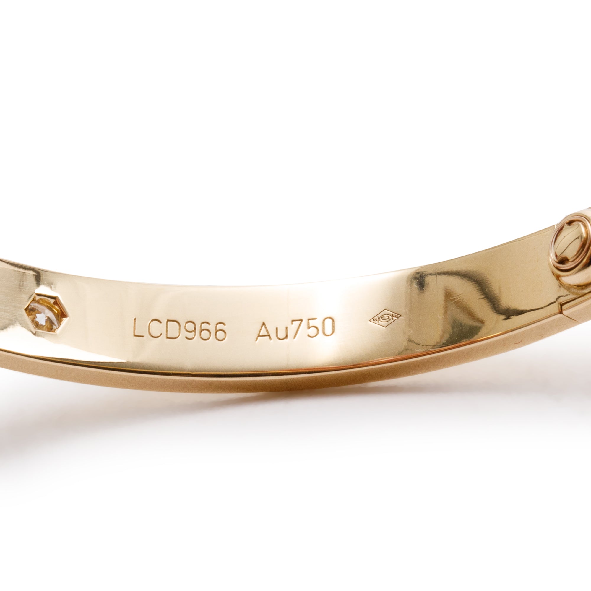 Cartier 18k Yellow Gold Love Bracelet with 4 Diamonds, Size 19 w/ Certificate