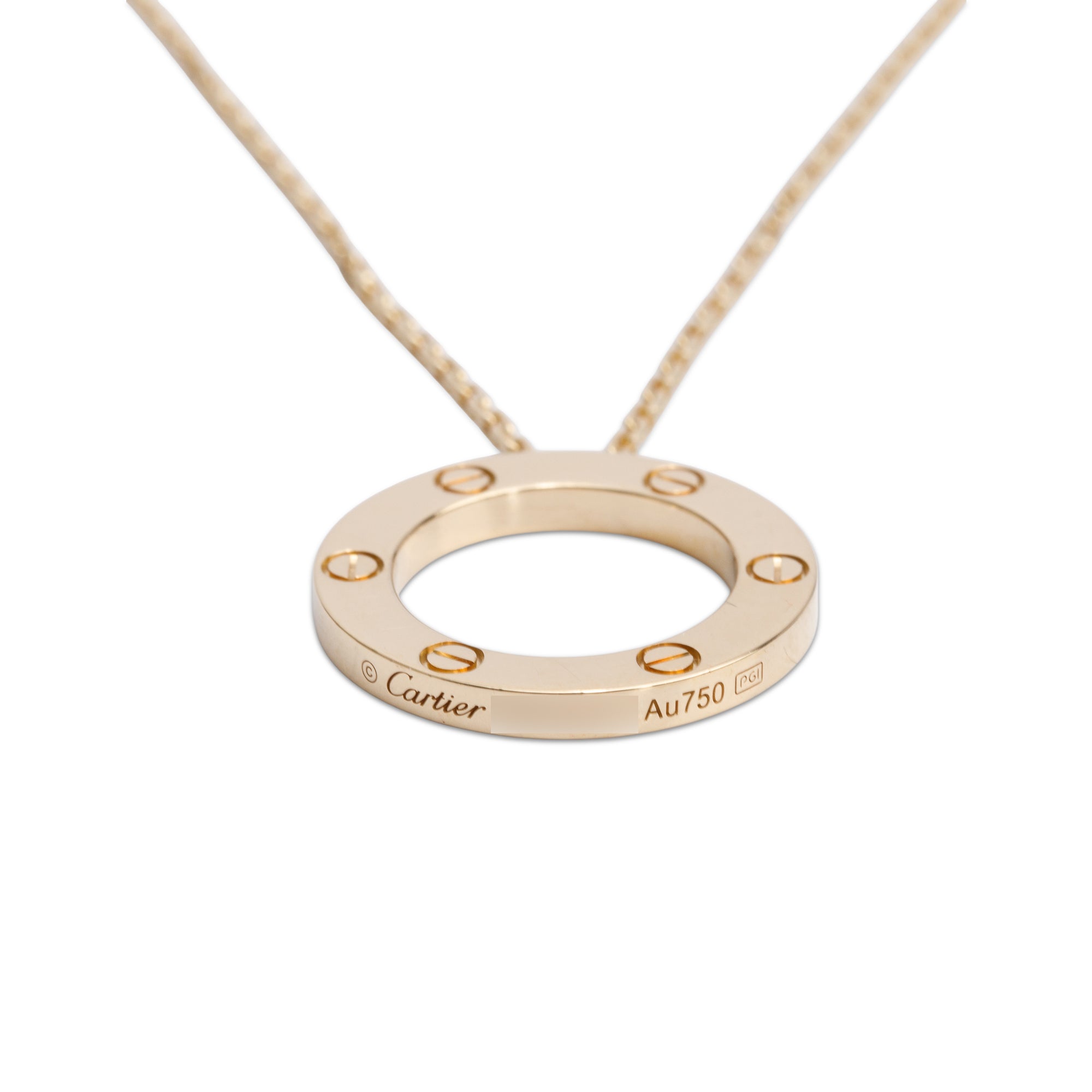 Cartier 18k Yellow Gold Love Pendant Necklace w/ Box & Certificate