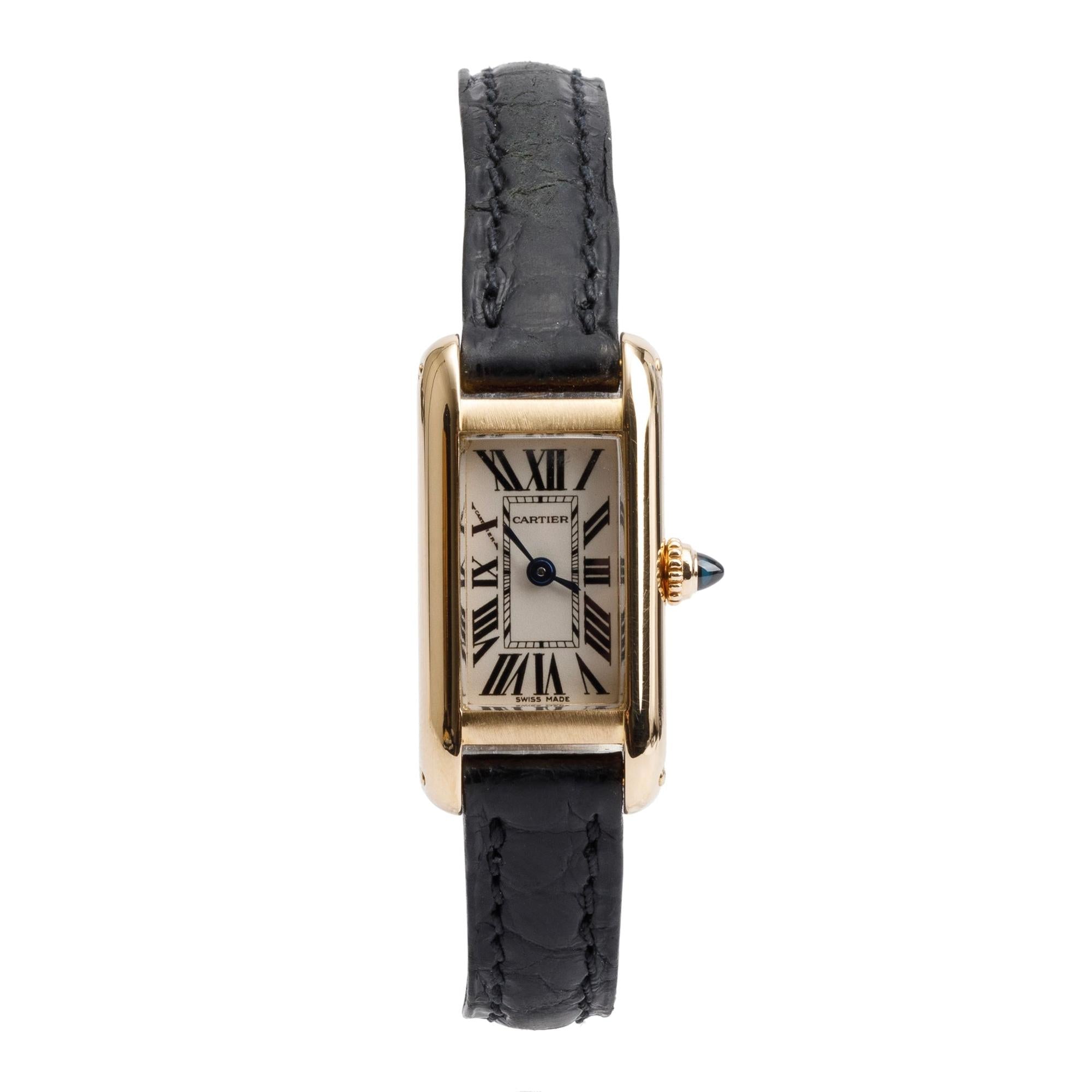 Cartier 18k Yellow Gold Mini Tank Louis Allongee Watch 2443