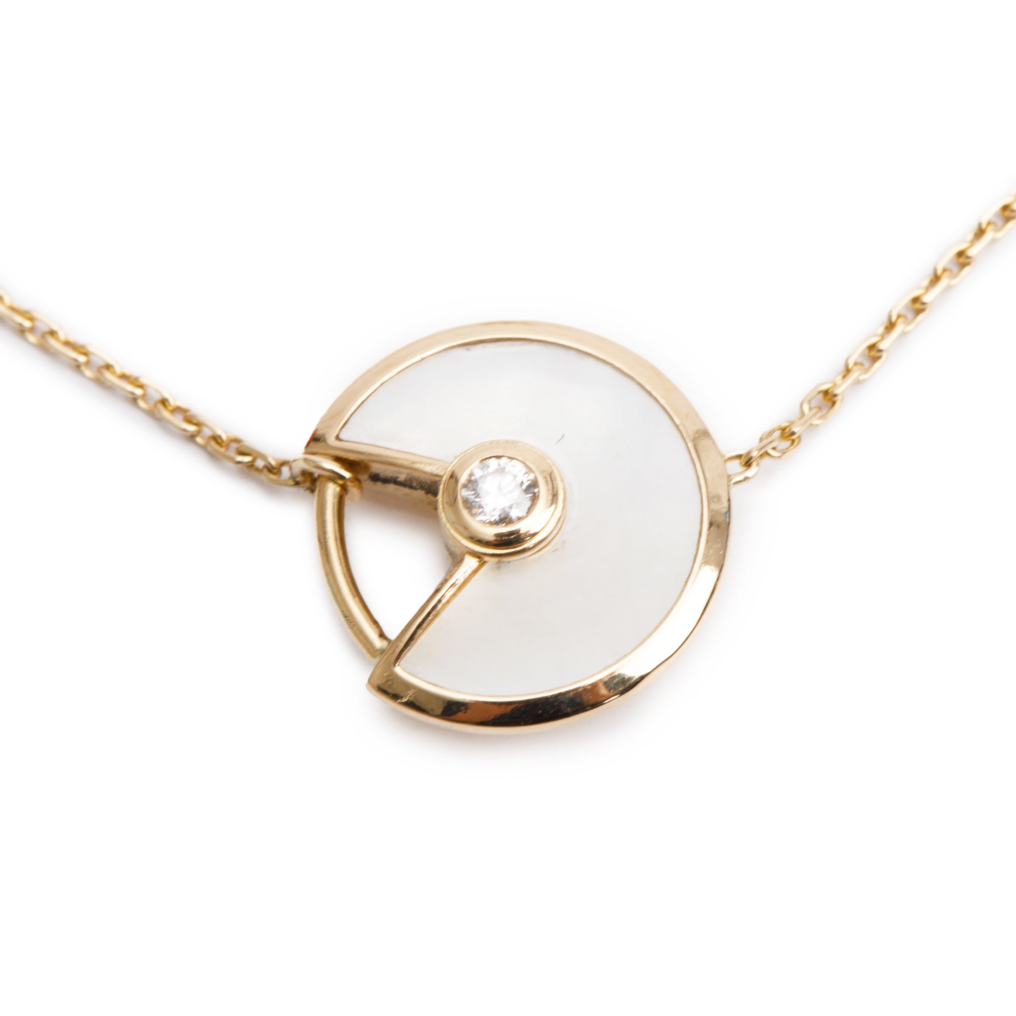 Cartier 18k Yellow Gold Mother of Pearl & Diamond Amulette de Cartier Bracelet, XS Model w/ Certificate