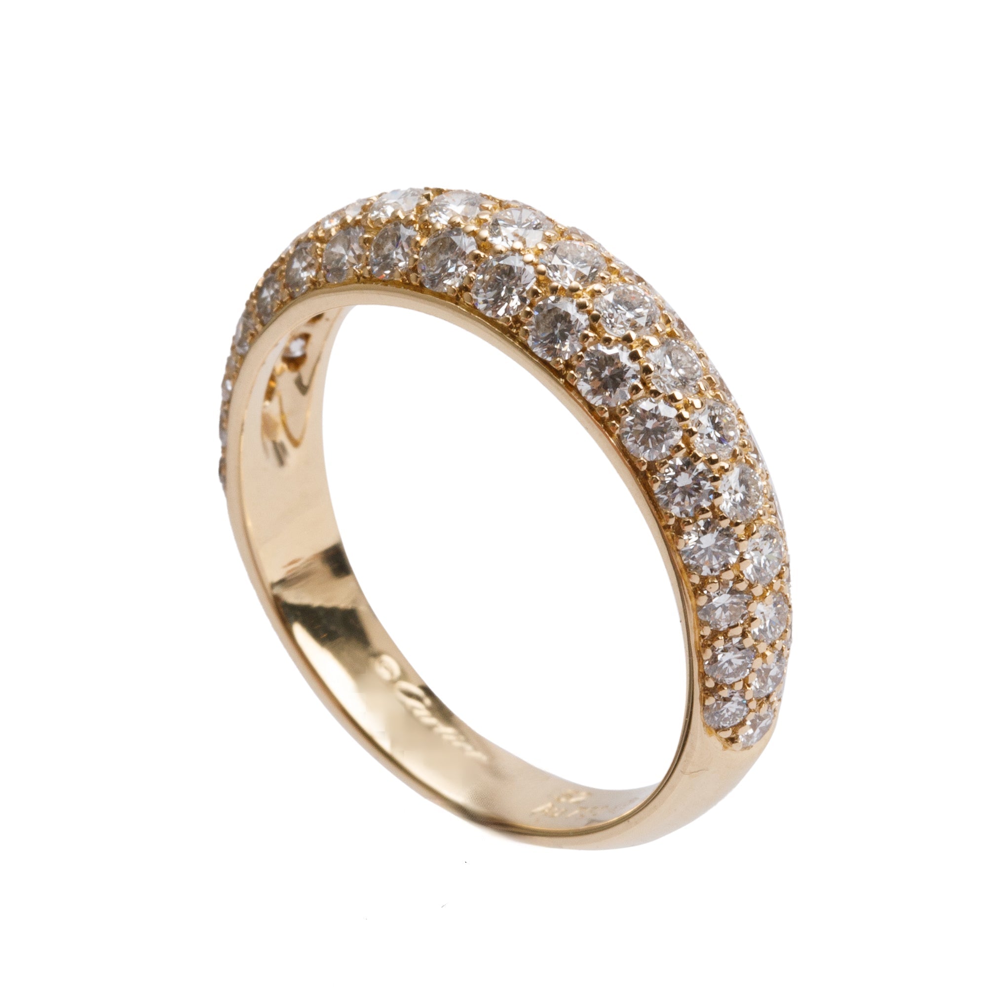 Cartier 18k Yellow Gold Pave Diamond Etincelle Ring, Size 52 6 w/ Box, Receipt & Certificate