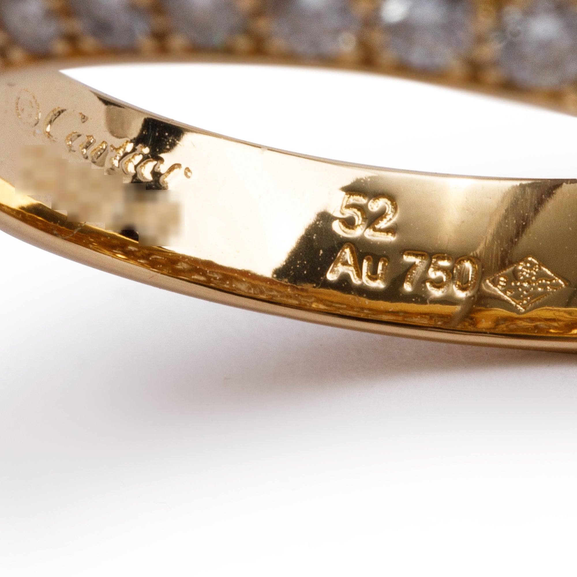 Cartier 18k Yellow Gold Pave Diamond Etincelle Ring, Size 52 6 w/ Box, Receipt & Certificate