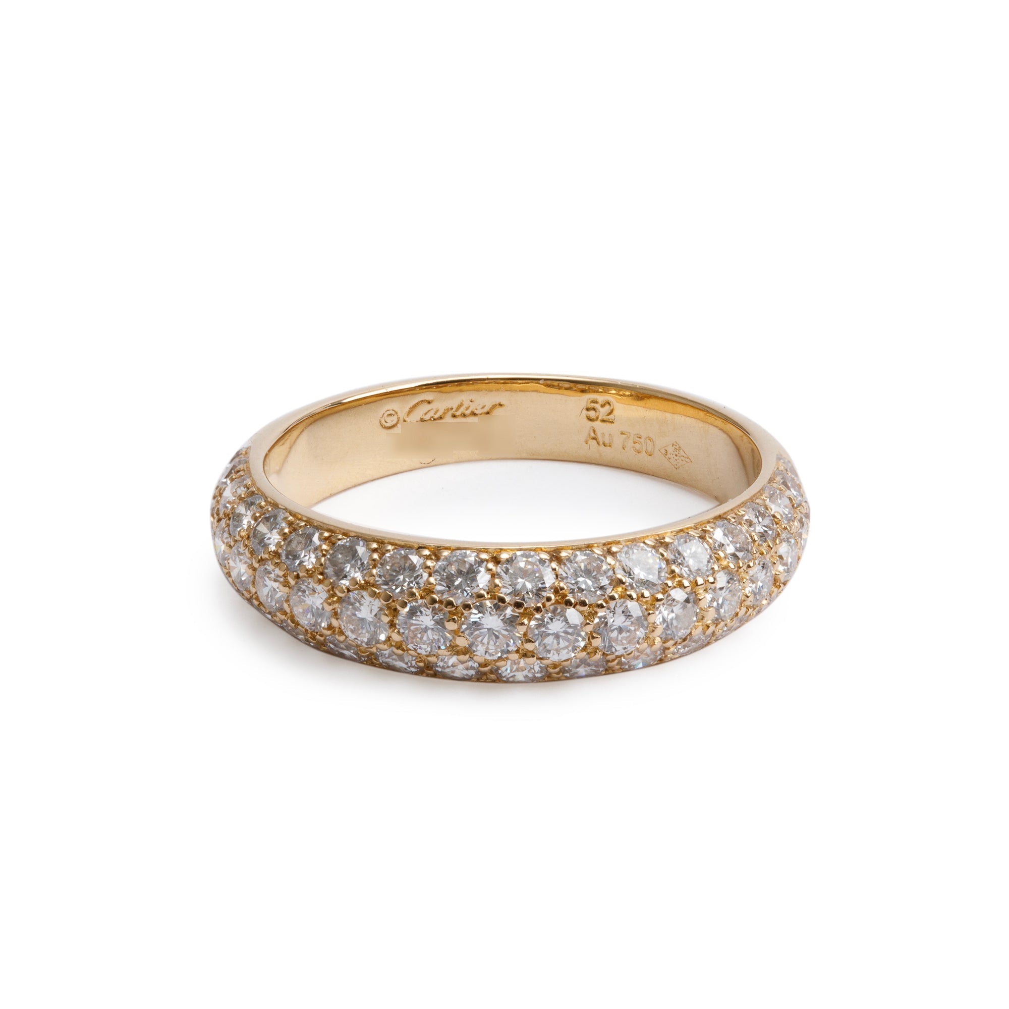 Cartier 18k Yellow Gold Pave Diamond Etincelle Ring, Size 52 6 w/ Box, Receipt & Certificate