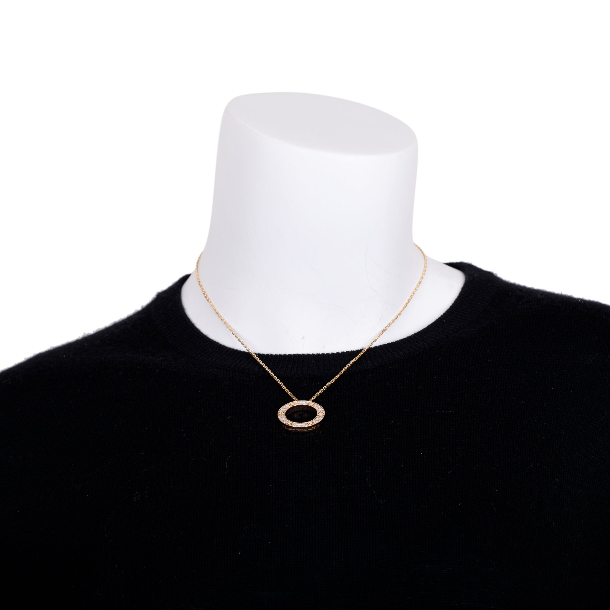 Cartier 18k Yellow Gold Pave Diamond Love Pendant Necklace w/ Box & Certificate