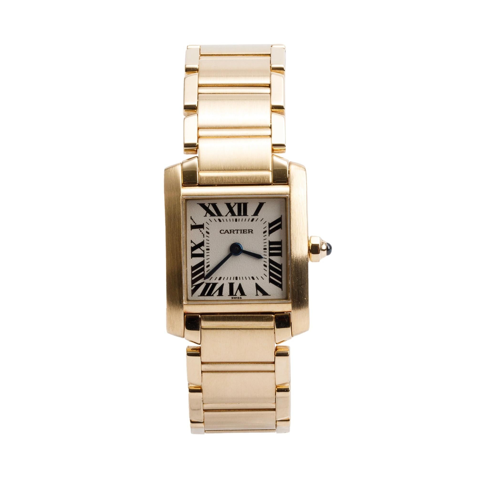 Cartier 18k Yellow Gold Tank Francaise Watch, Small Model 1820 w/ Box & Papers