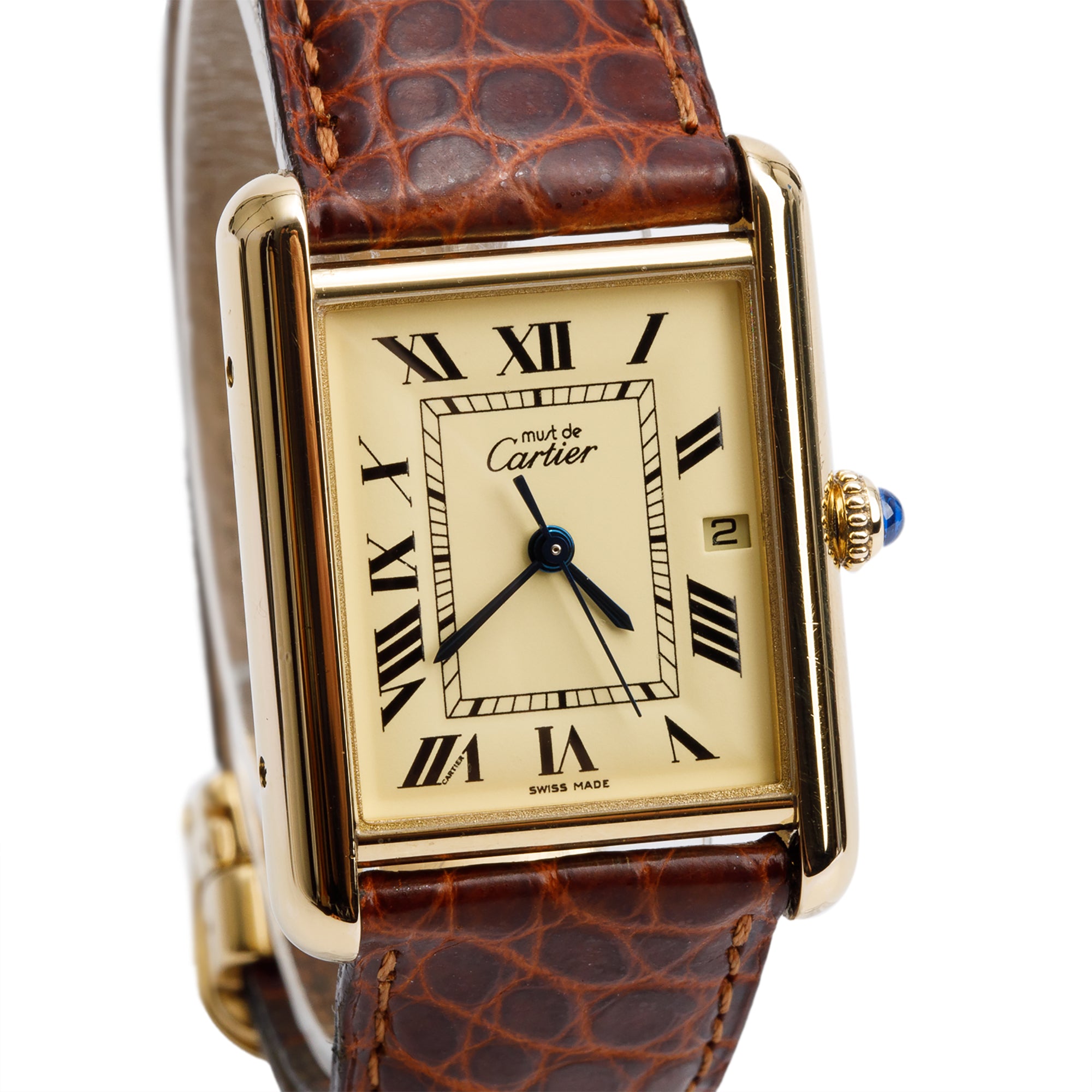 Cartier 18k Yellow Gold Vermeil Must de Cartier Tank Quartz Watch 2413