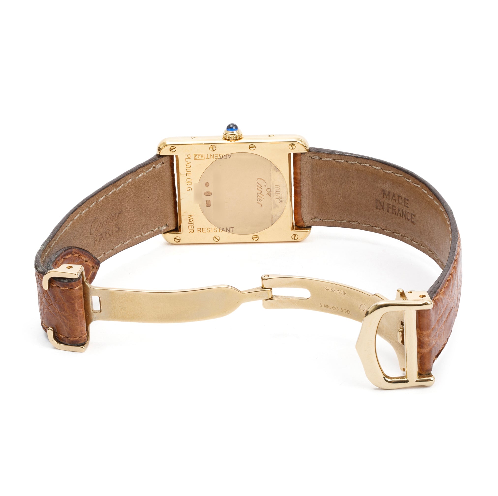 Cartier 18k Yellow Gold Vermeil Sterling Silver Must de Cartier Tank XL Watch w/ Box & Papers