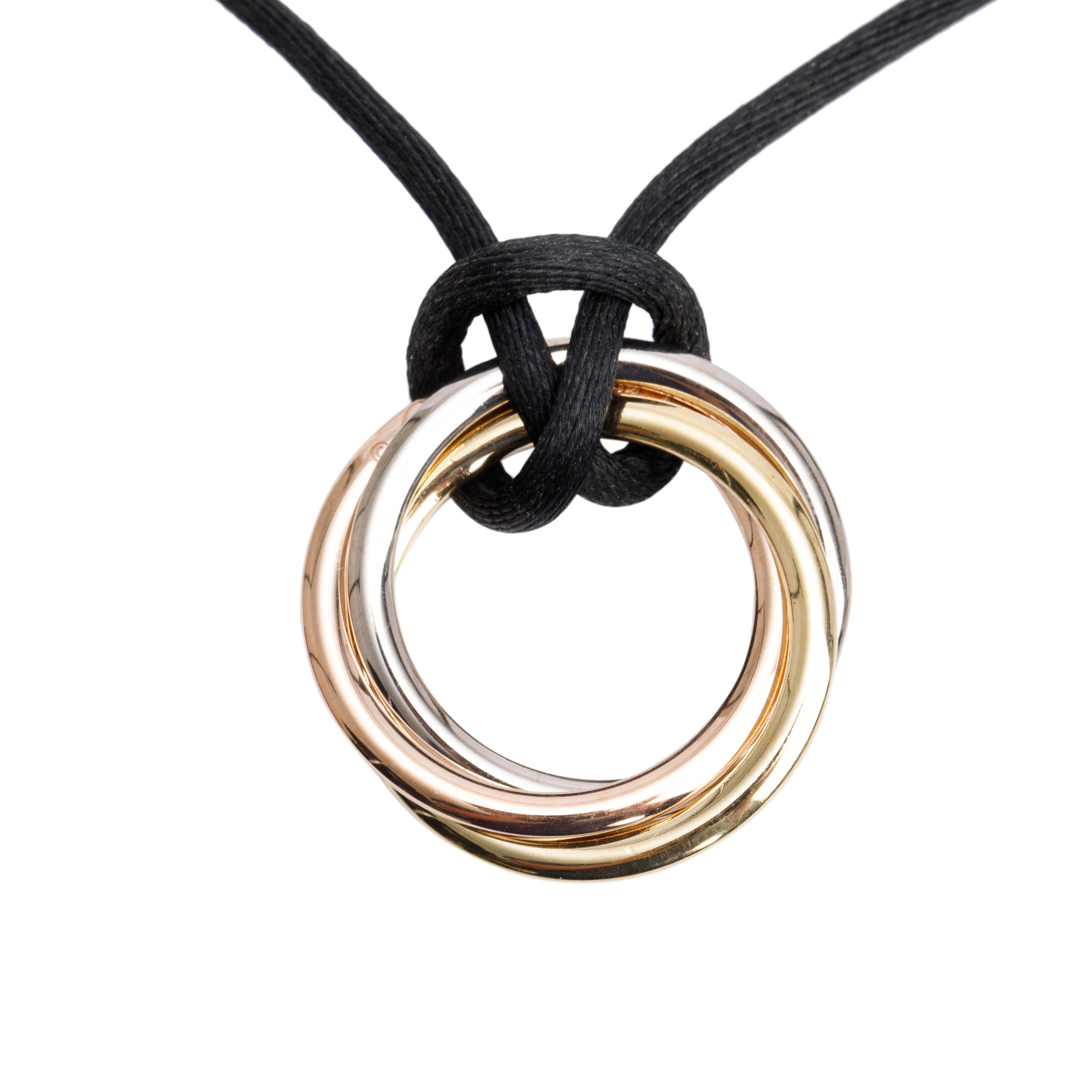 Cartier 18k Yellow, White & Rose Gold Trinity Pendant Necklace w/ Box & Certificate