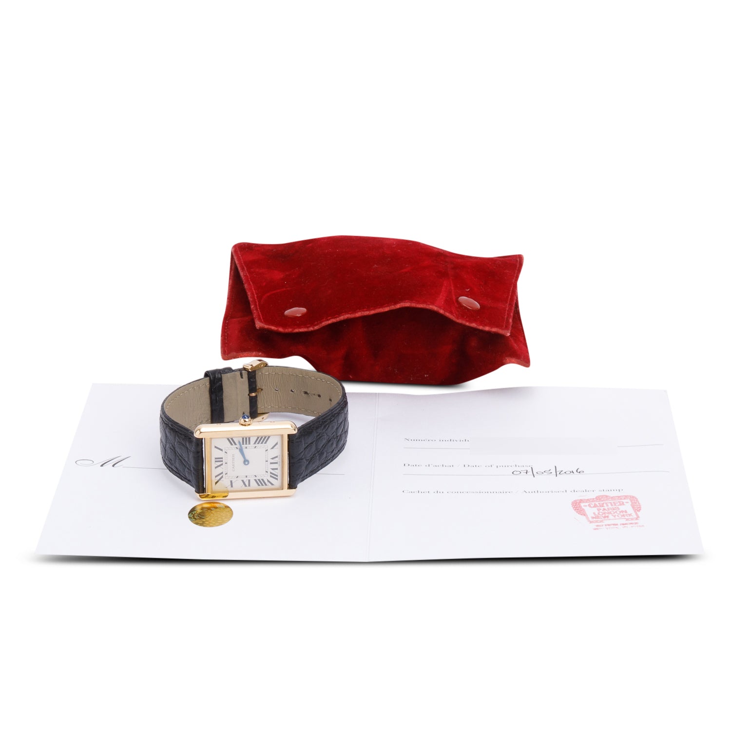 Cartier 18k Yellow Gold & Stainless Steel Tank Solo Quartz Watch, Large Model 3167 w/ Papers & Receipt