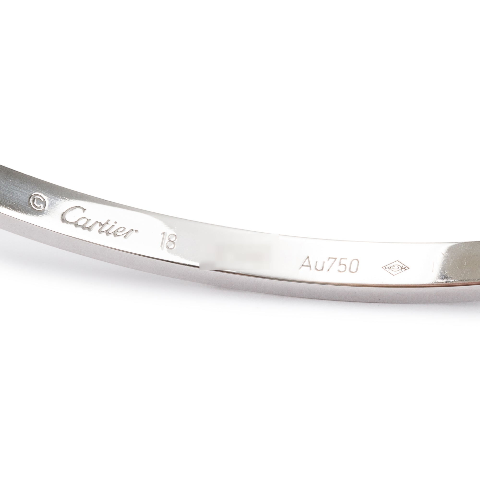 Cartier 2020 18k White Gold 6 Diamond Love Bracelet, Small Model, Size 18 w/ Certificate