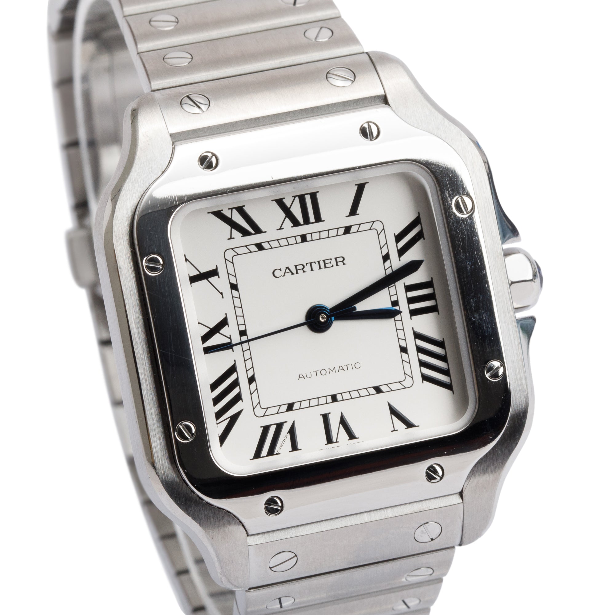 Cartier 2020 Stainless Steel Santos de Cartier Automatic Watch, Medium Model 4075 w/ Box & Papers