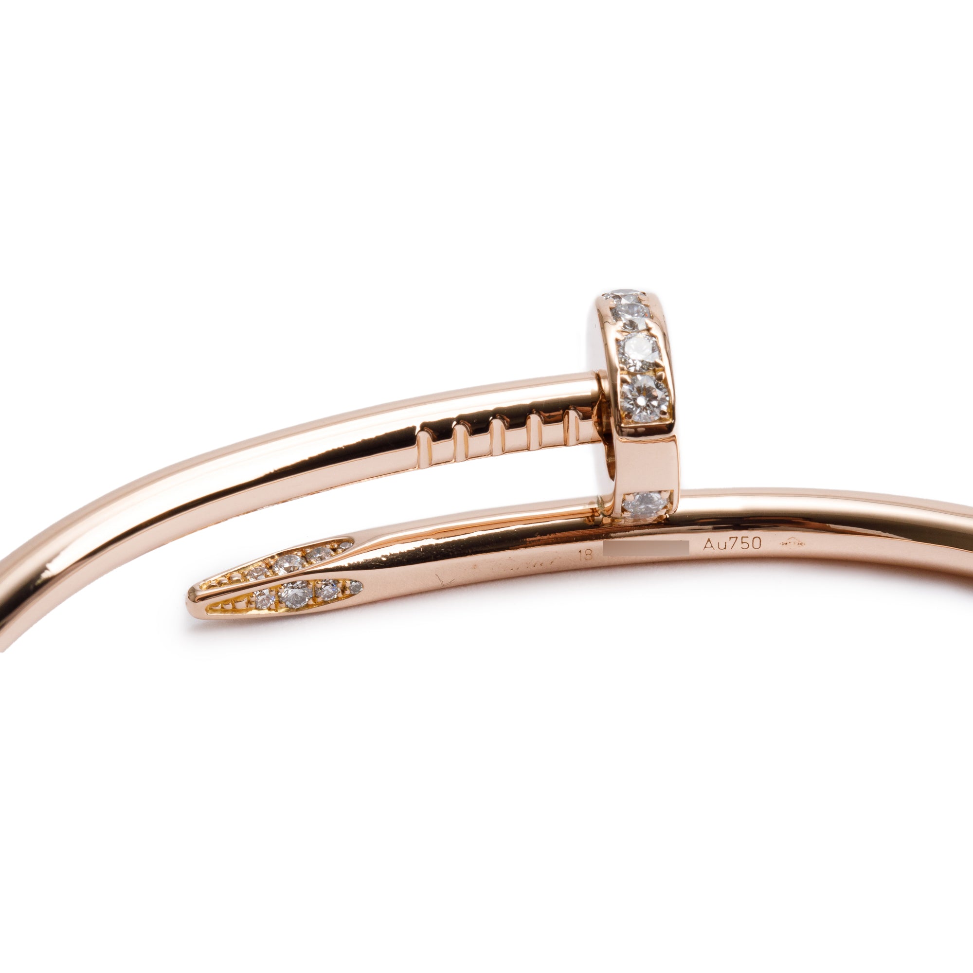 Cartier 2021 18k Rose Gold Juste Un Clou Diamond Bracelet, Size 18 w/ Pouch & Receipt