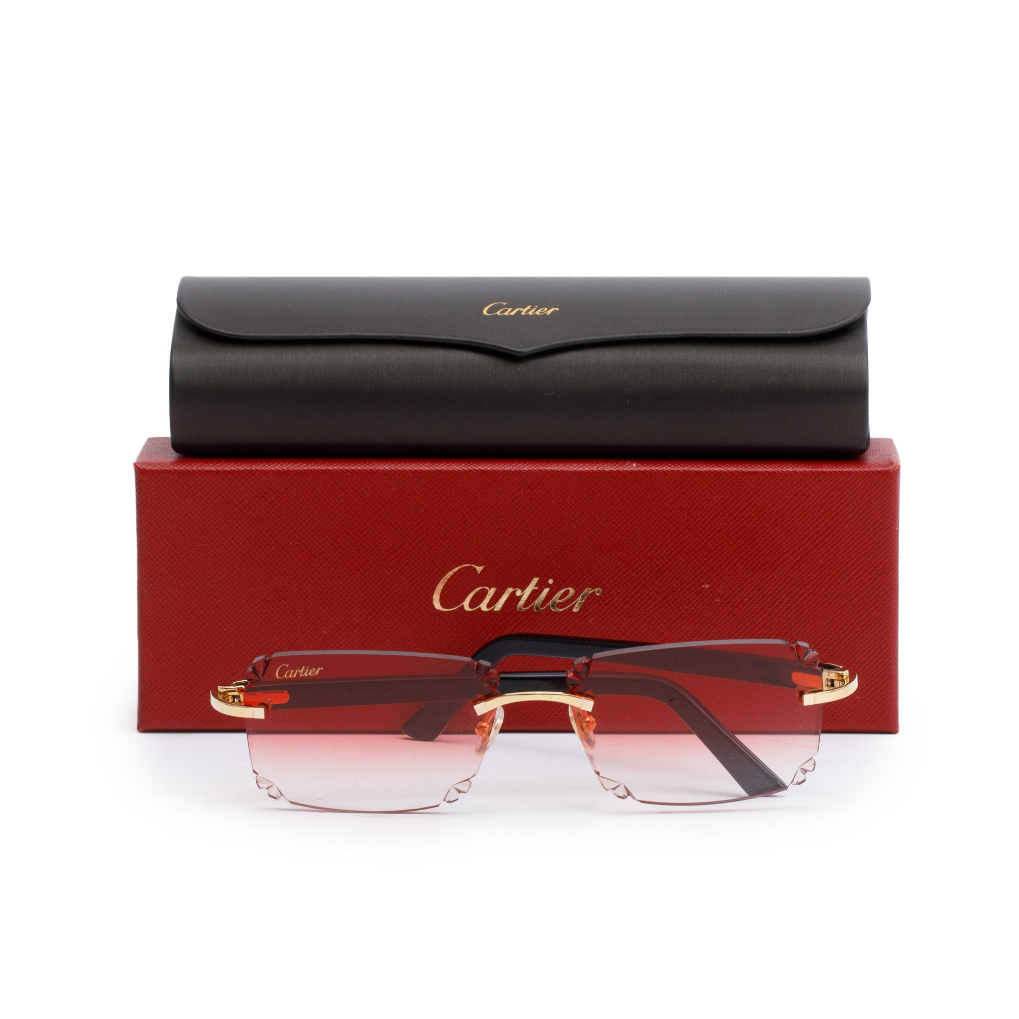 Cartier 2021 CT00480 Rimless Diamond Cut C De Cartier Sunglasses w/ Box & Case