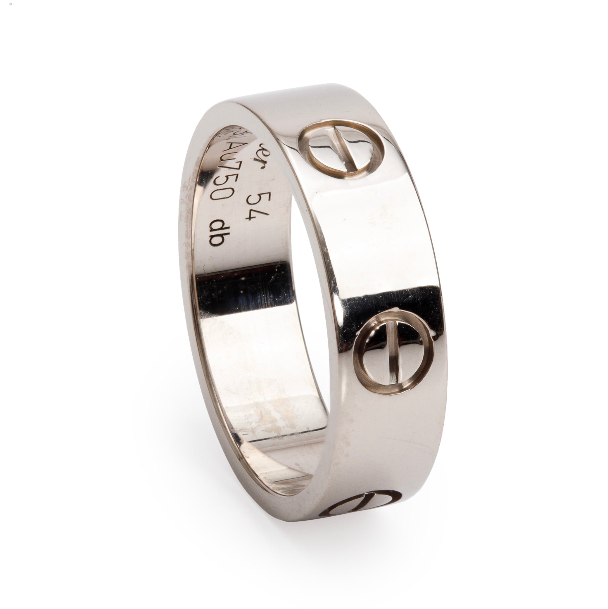 Cartier 2022 18k White Gold 5.5 MM Love Ring, Size 54 7 w/ Box, Receipt & Certificate