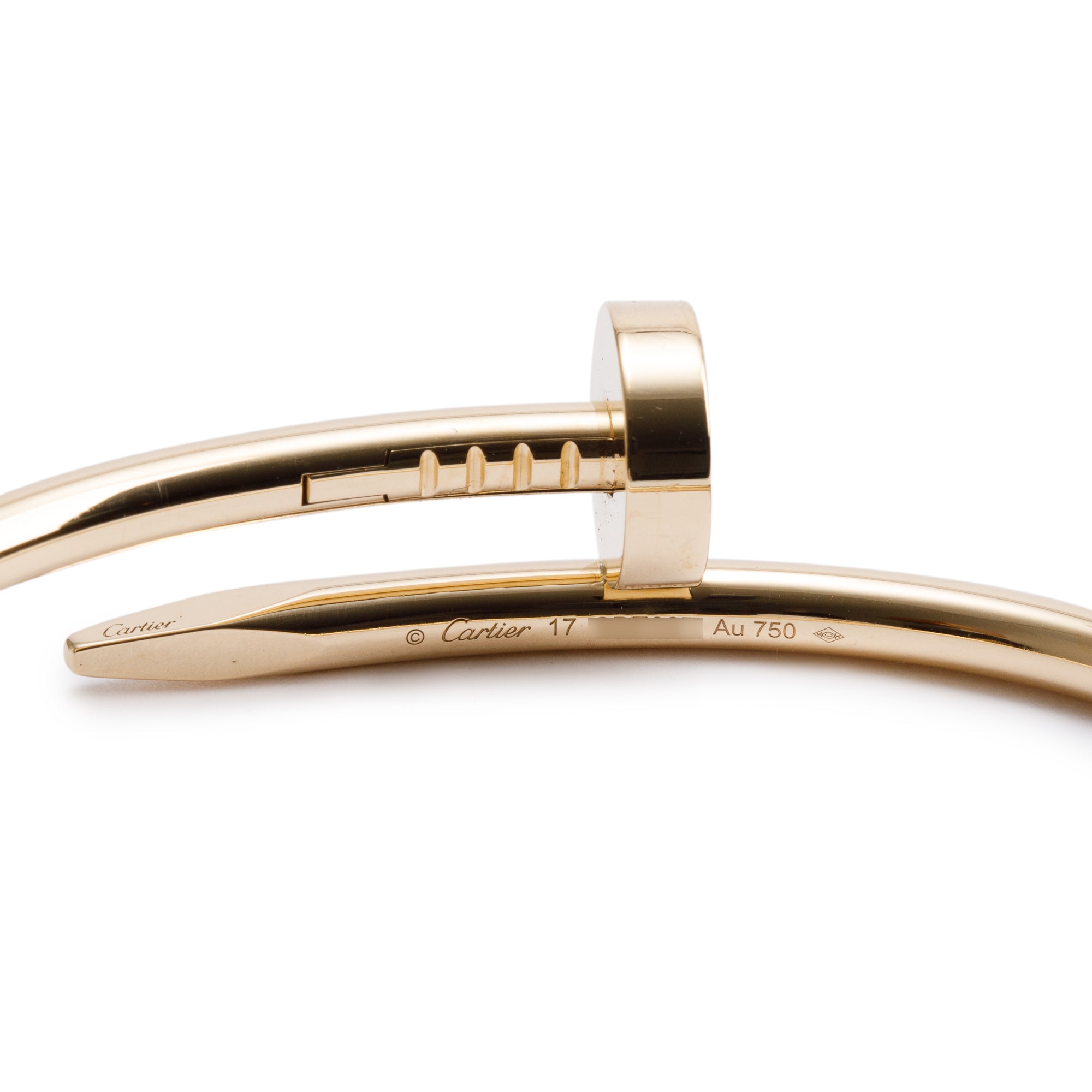 Cartier 2022 18k Yellow Gold Juste Un Clou Bracelet, Size 17 w/ Box & Certificate