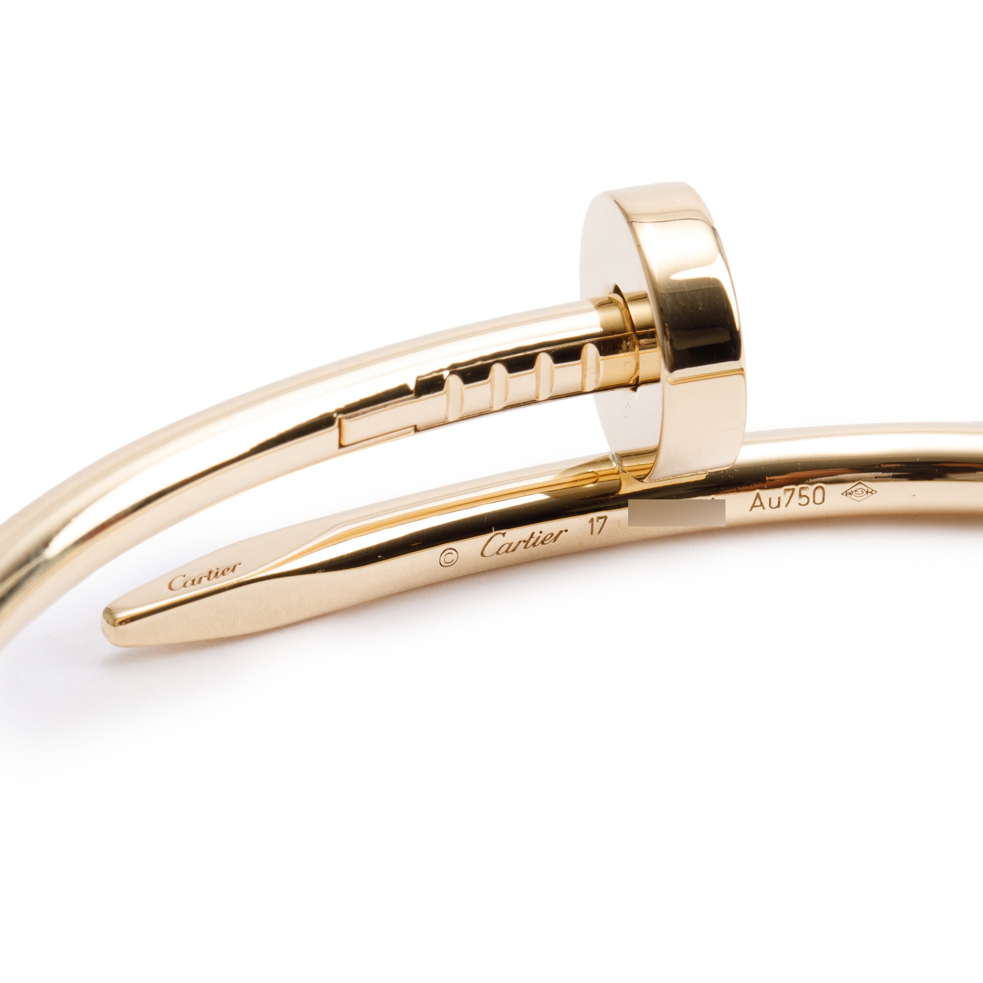 Cartier 2022 18k Yellow Gold Juste Un Clou Bracelet, Size 17 w/ Box & Certificate