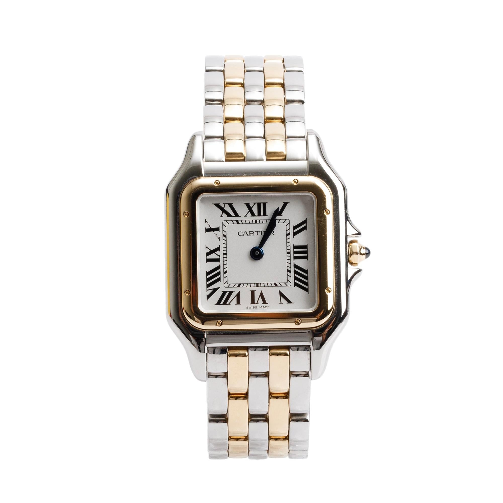 Cartier 2022 Stainless Steel & 18k Yellow Gold Panthere de Cartier Watch, Medium Model w/ Box & Papers