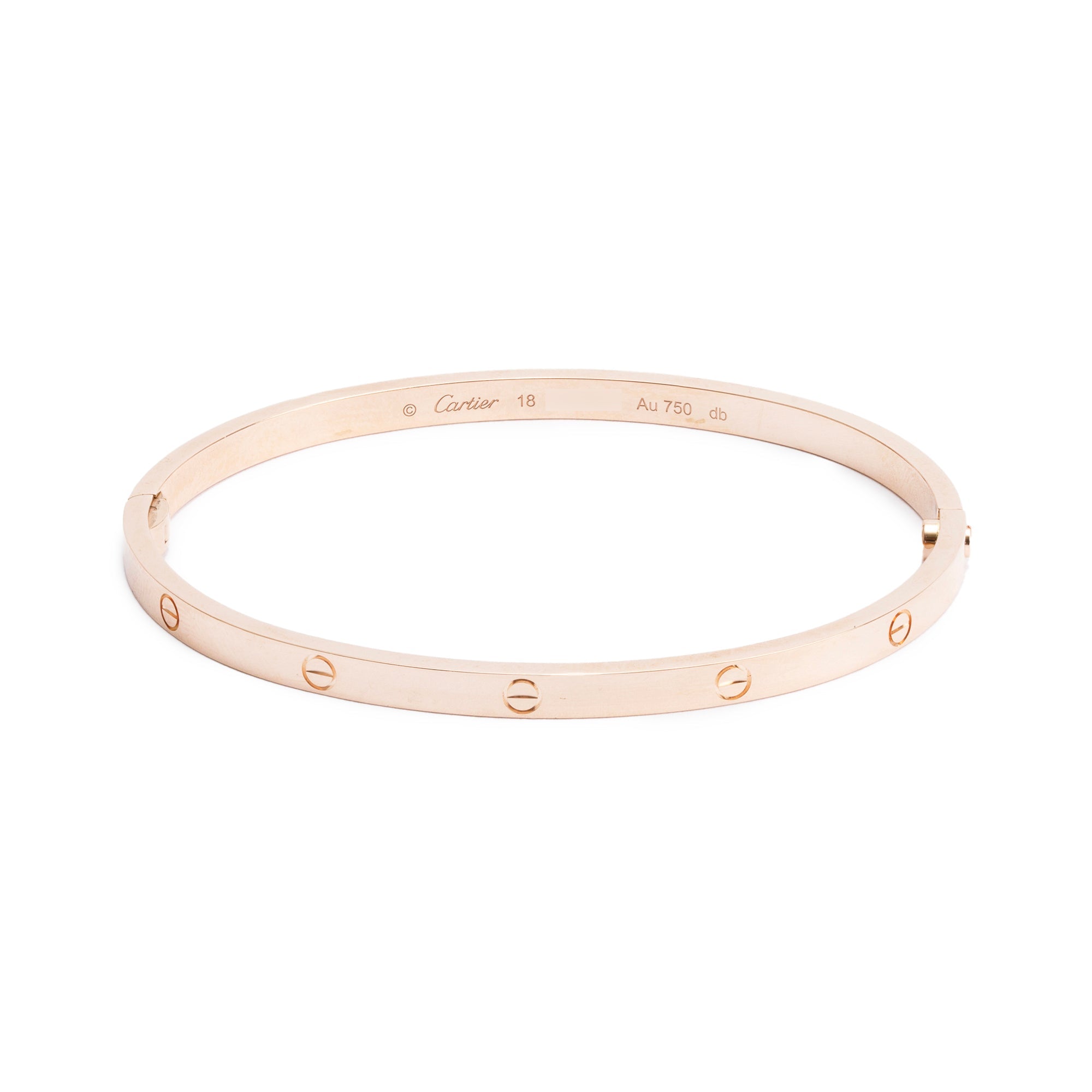 Cartier 2023 18k Rose Gold 3.65 MM Love Bracelet, Small Model, Size 18 w/ Box & Certificate