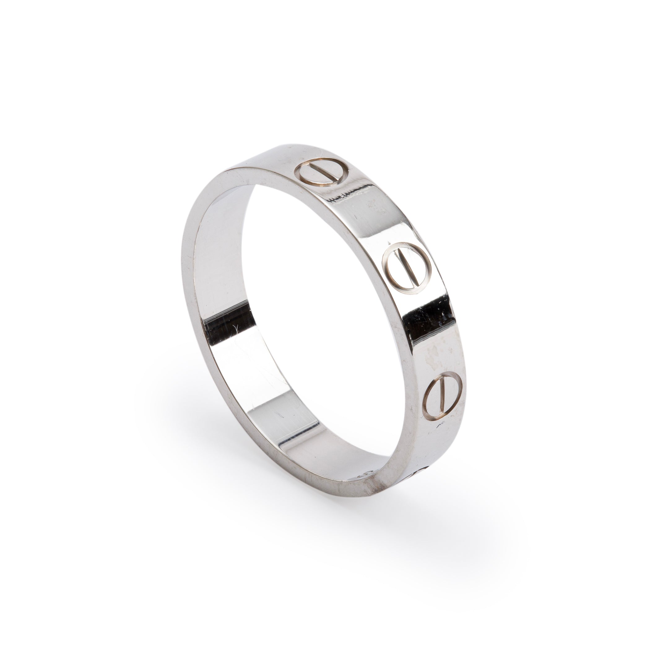 Cartier 2023 18k White Gold 3.6 MM Love Wedding Band Ring, Size 53 6.5 w/ Box & Certificate