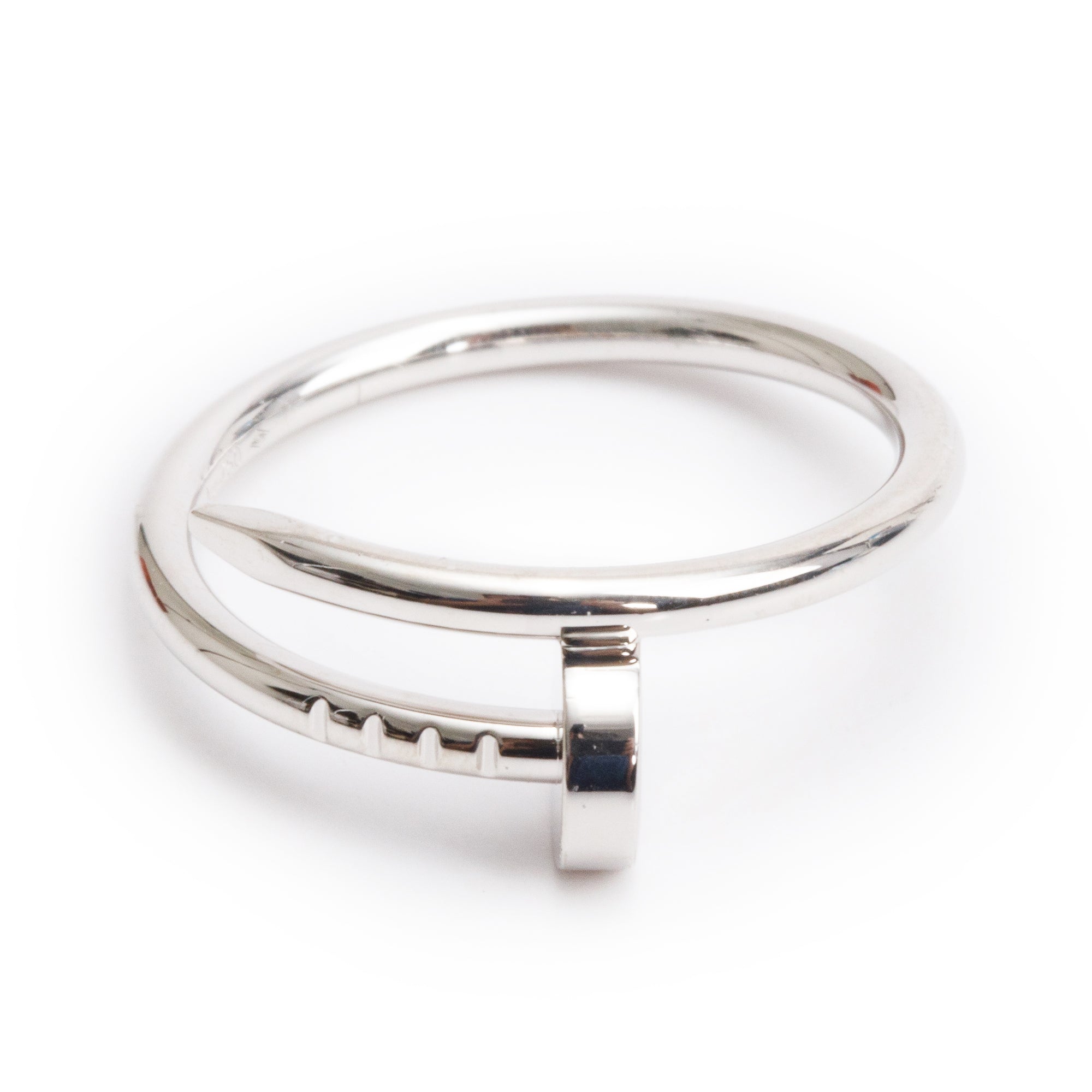 Cartier 2023 18k White Gold Juste Un Clou Ring, Small Model, Size 52 6 w/ Box & Certificate