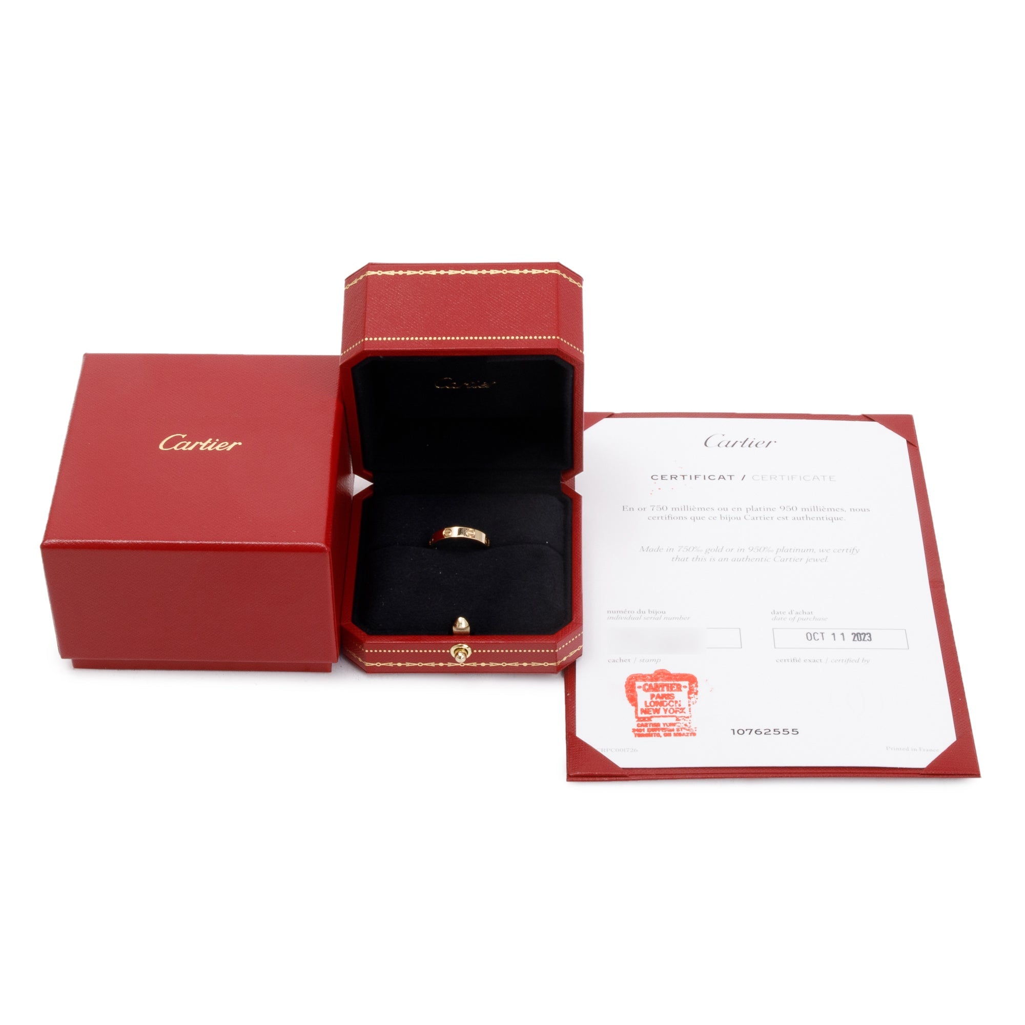 Cartier 2023 18k Yellow Gold 3.6 mm Love Wedding Band Ring, Size 53 6.5 w/ Box & Certificate