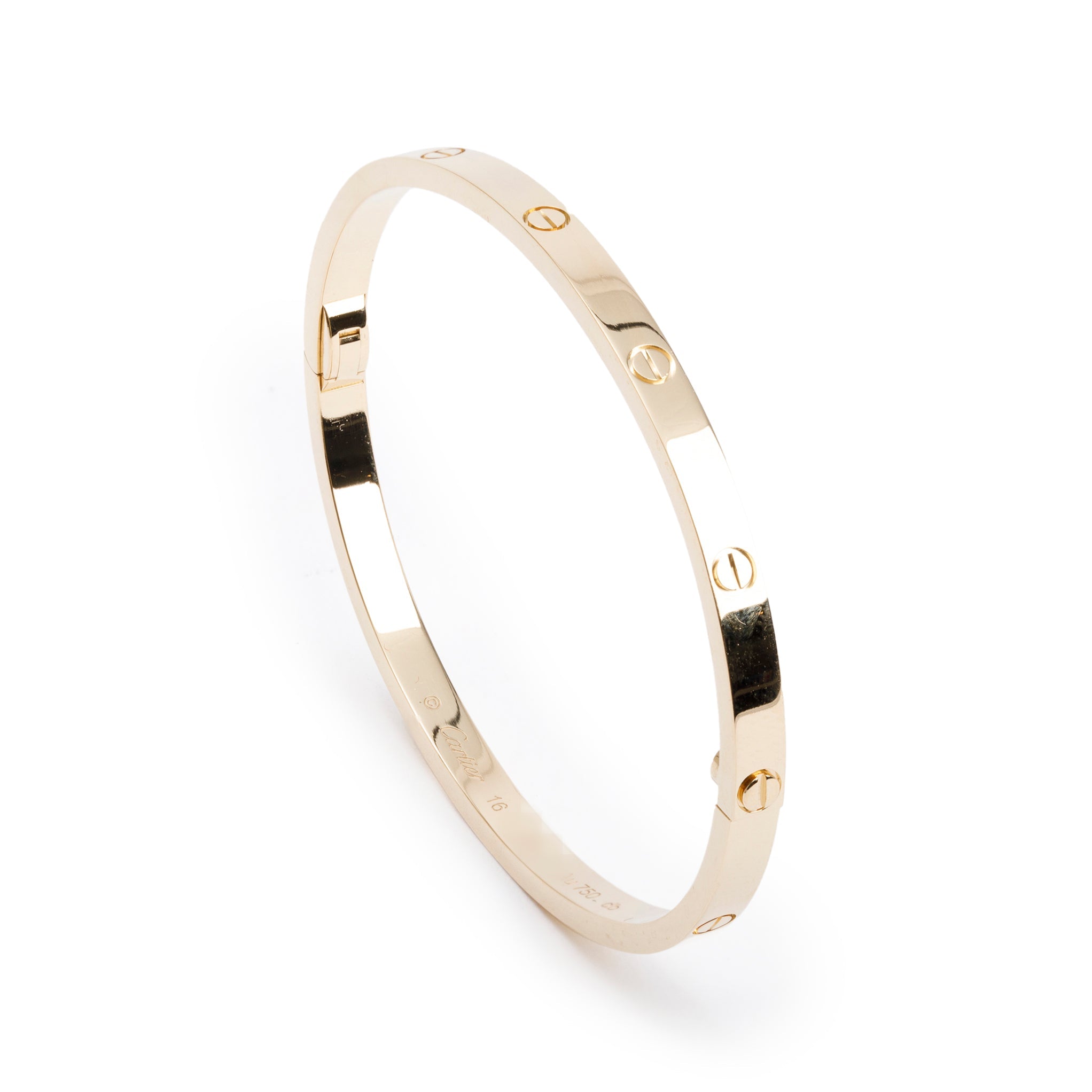 Cartier 2023 18k Yellow Gold 3.65 MM Love Bracelet, Small Model, Size 16 w/ Box, Receipt & Certificate