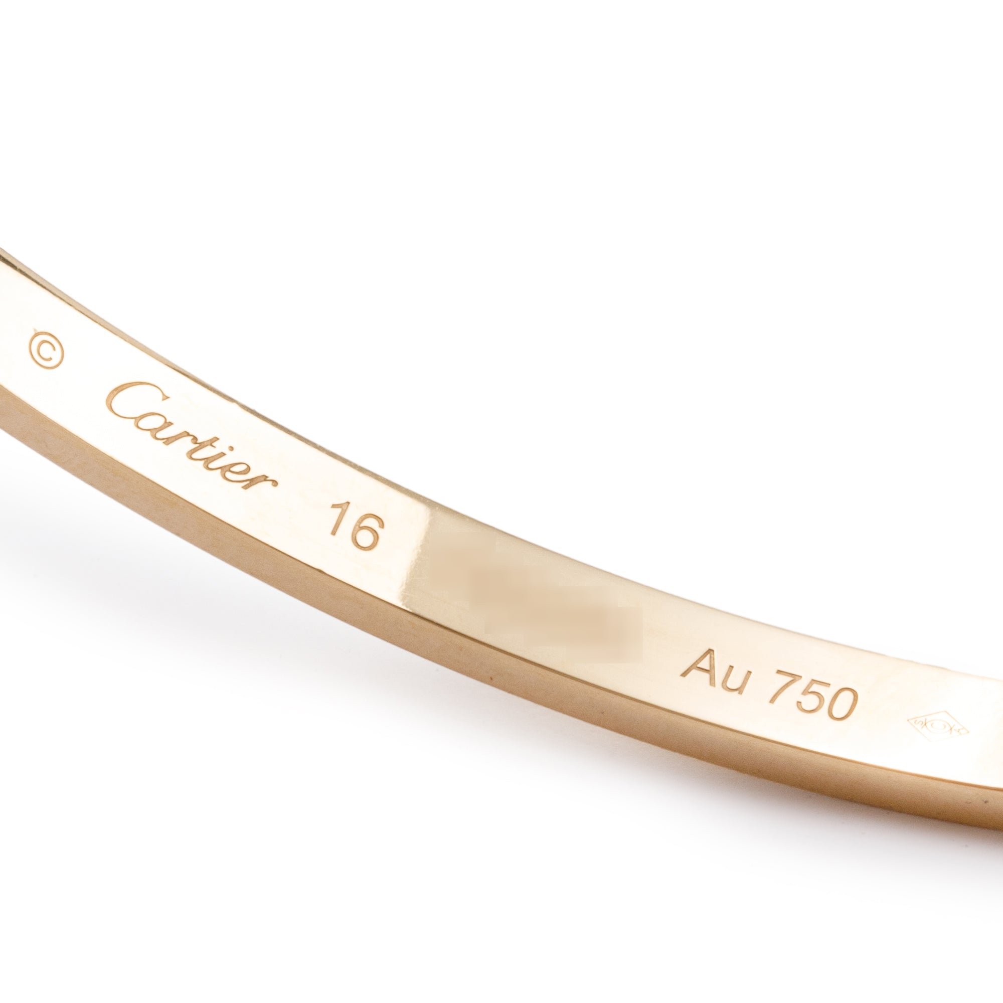 Cartier 2023 18k Yellow Gold 6 Diamond Love Bracelet, Small Model, Size 16 w/ Box, Receipt & Certificate