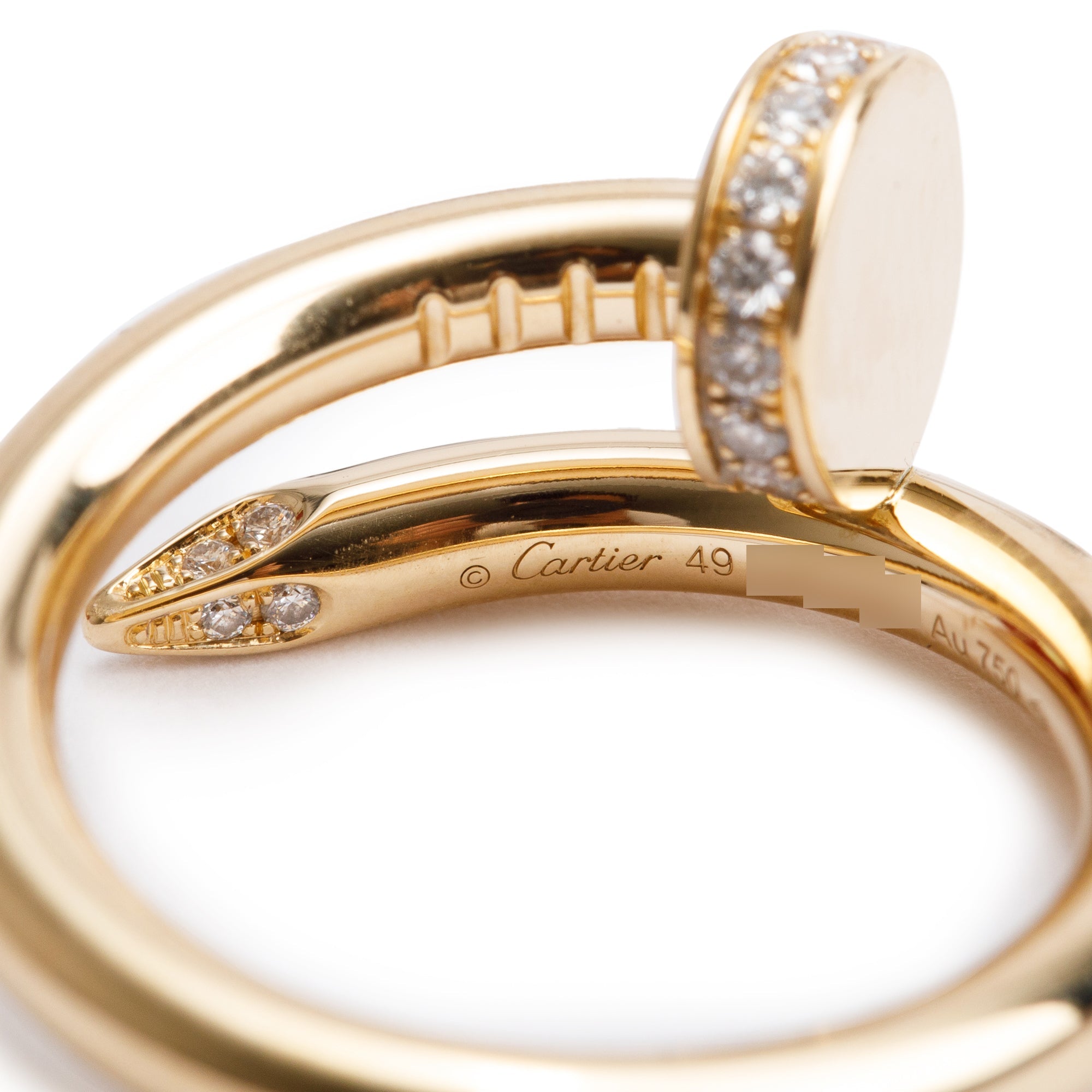 Cartier 2023 18k Yellow Gold Diamond Juste Un Clou Ring, Size 49 4.75 w/ Box & Certificate