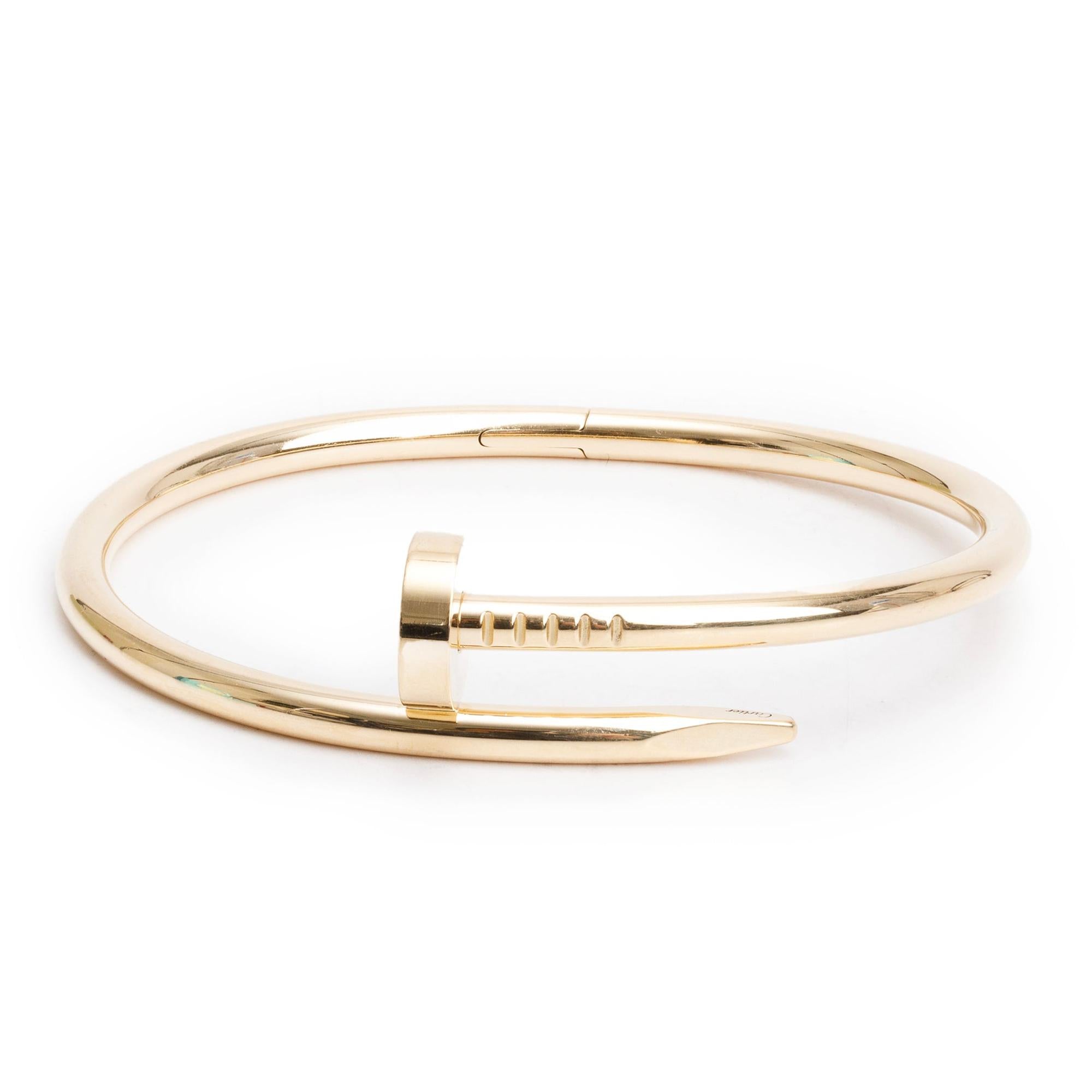 Cartier 2023 18k Yellow Gold Juste Un Clou Bracelet, Size 16 w/ Box & Certificate