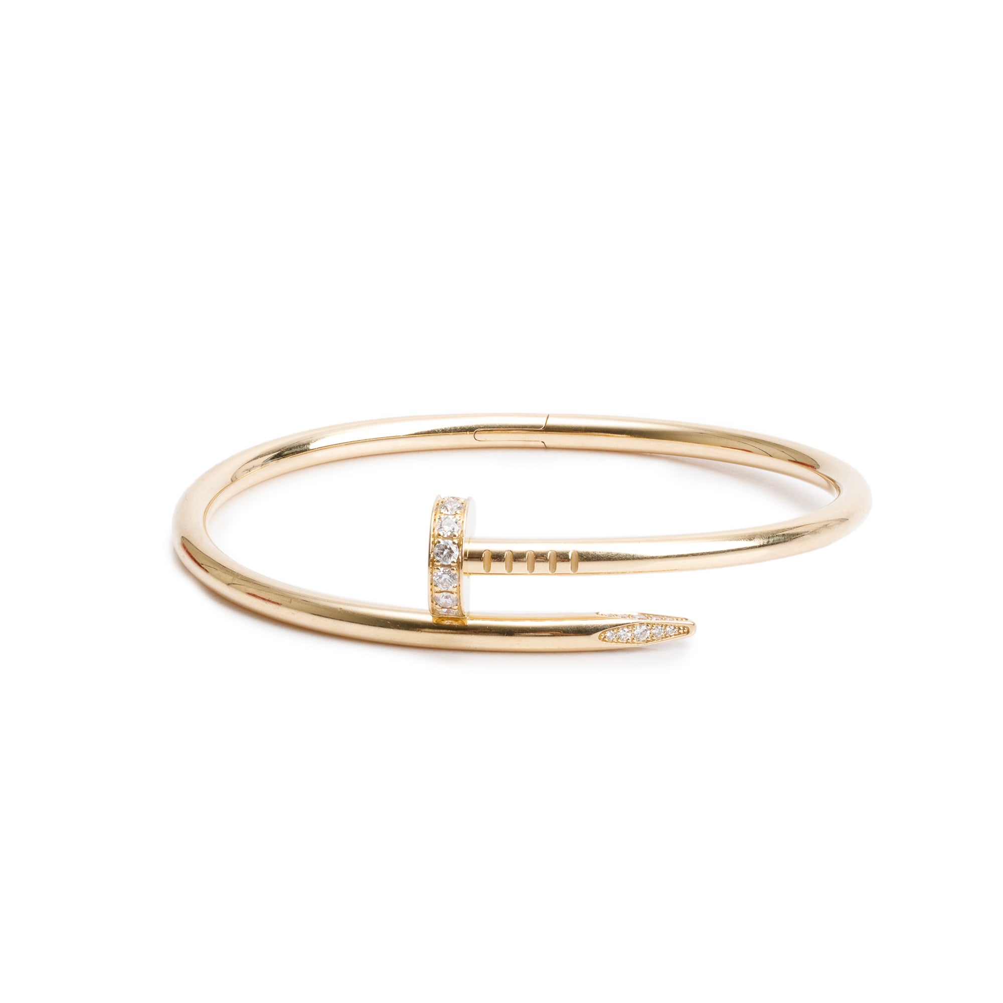 Cartier 2023 18k Yellow Gold Juste Un Clou Diamond Bracelet, Size 17 w/ Box & Certificate