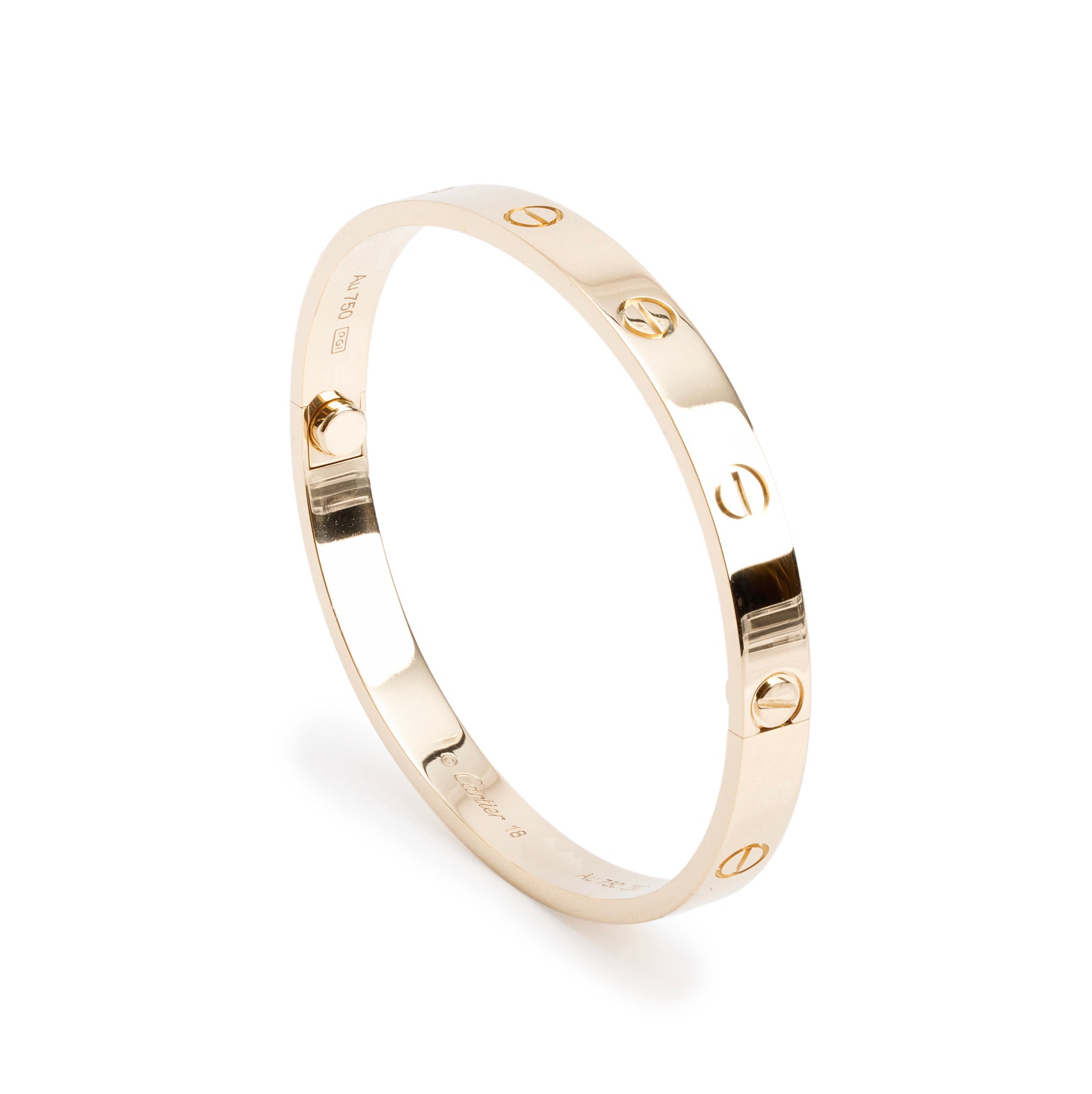 Cartier 2023 18k Yellow Gold Love Bracelet, Size 18 w/ Box, Certificate & Receipt