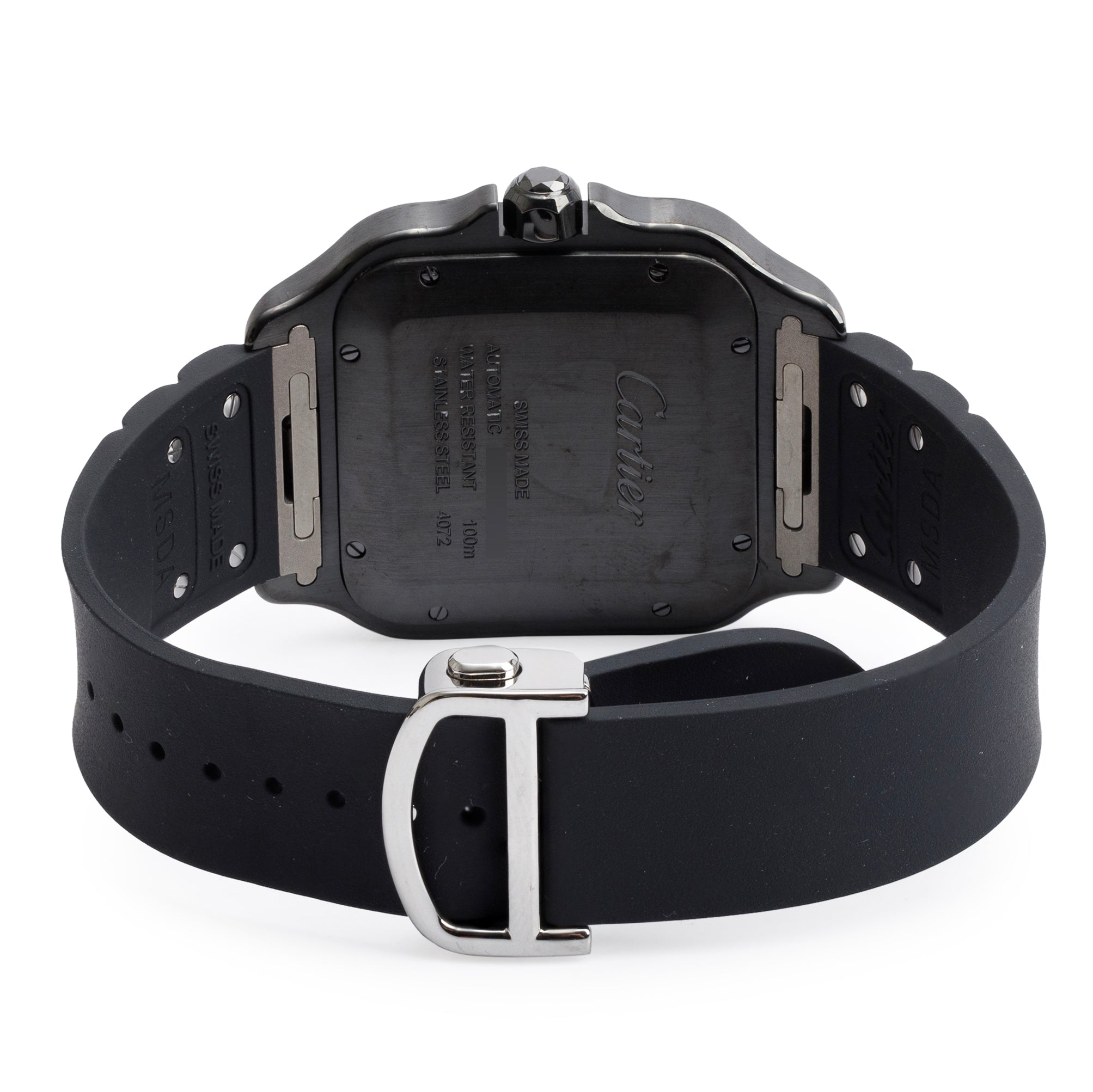 Cartier 2023 Stainless Steel & ADLC Santos de Cartier Automatic Watch, Large Model 4072 w/ Box, Receipt, Papers & Extra Strap