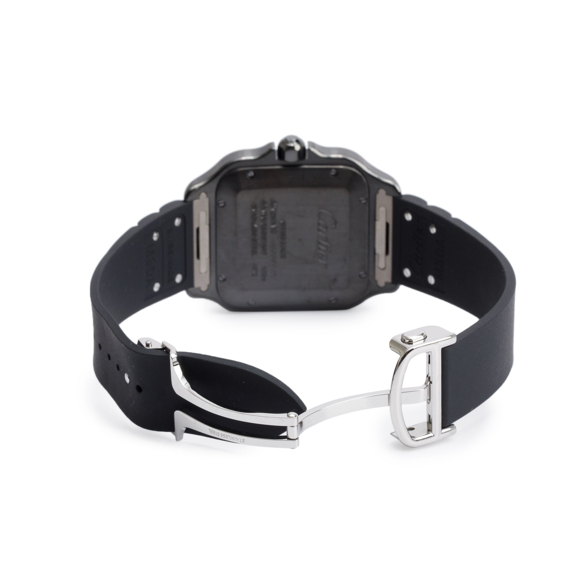 Cartier 2023 Stainless Steel & ADLC Santos de Cartier Automatic Watch, Large Model 4072 w/ Box, Receipt, Papers & Extra Strap