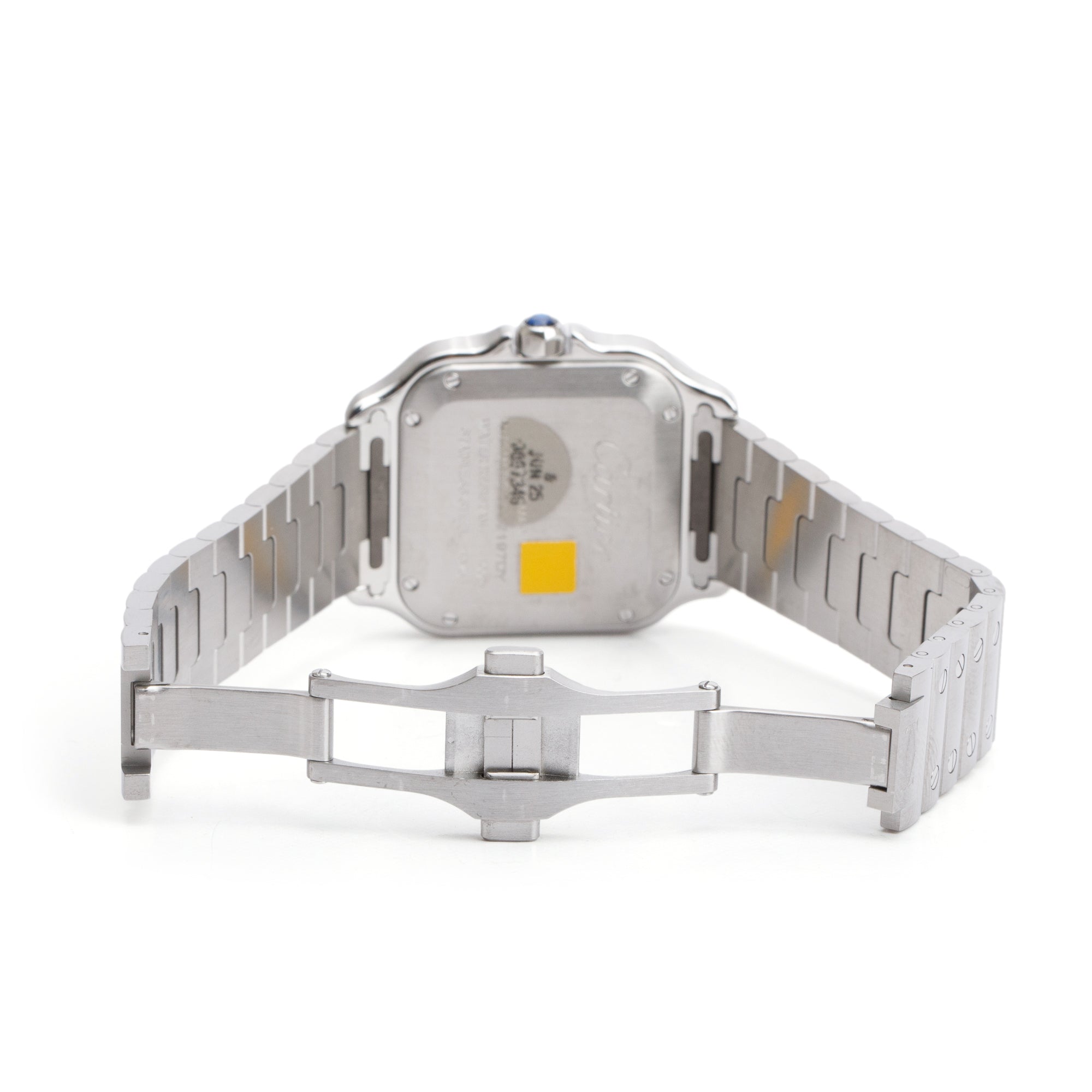 Cartier 2023 Stainless Steel Pave Diamond Bezel Santos de Cartier Automatic Watch, Medium Model 4075 w/ Box & Papers