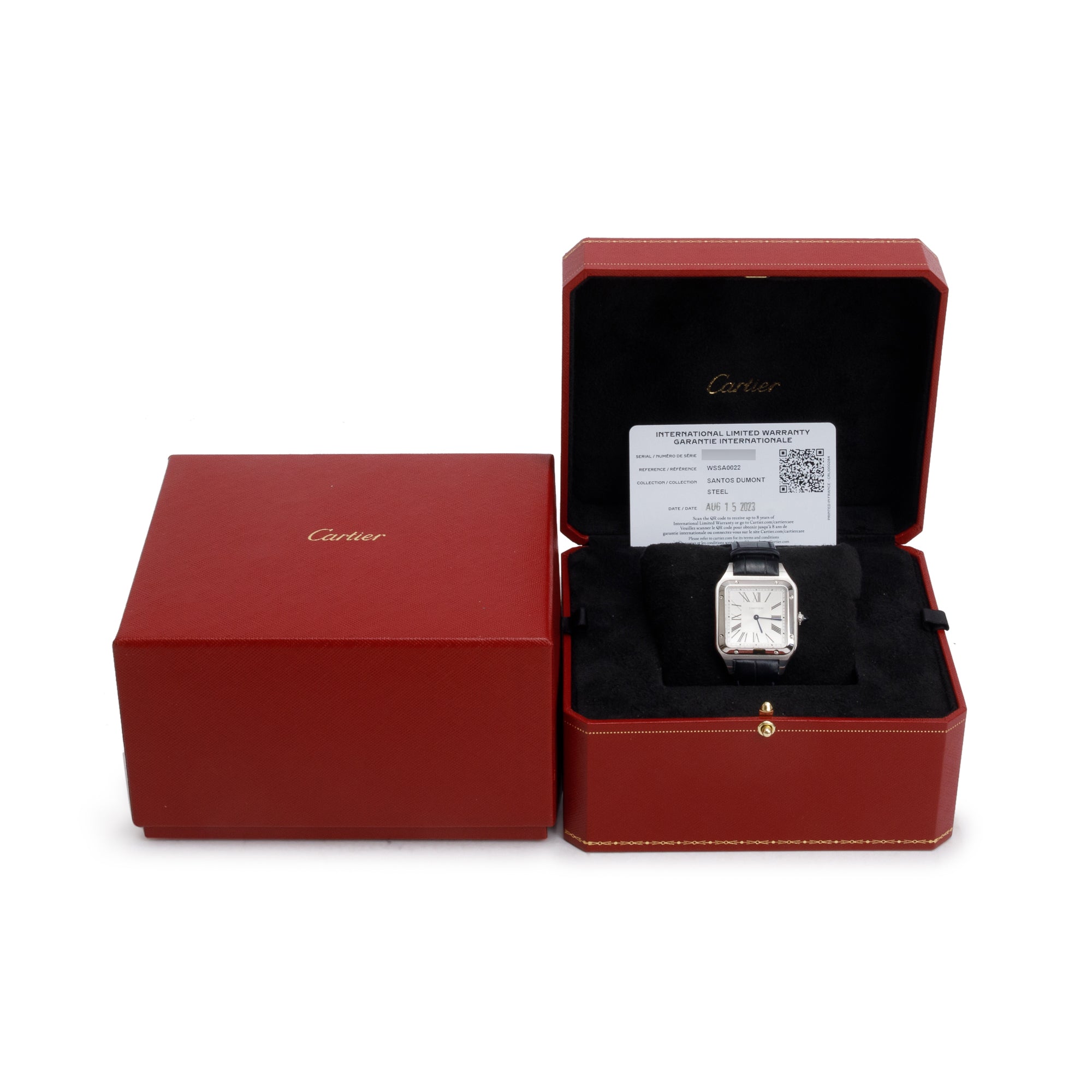 Cartier 2023 Stainless Steel Santos Dumont Watch, Large Model w/ Box & Papers