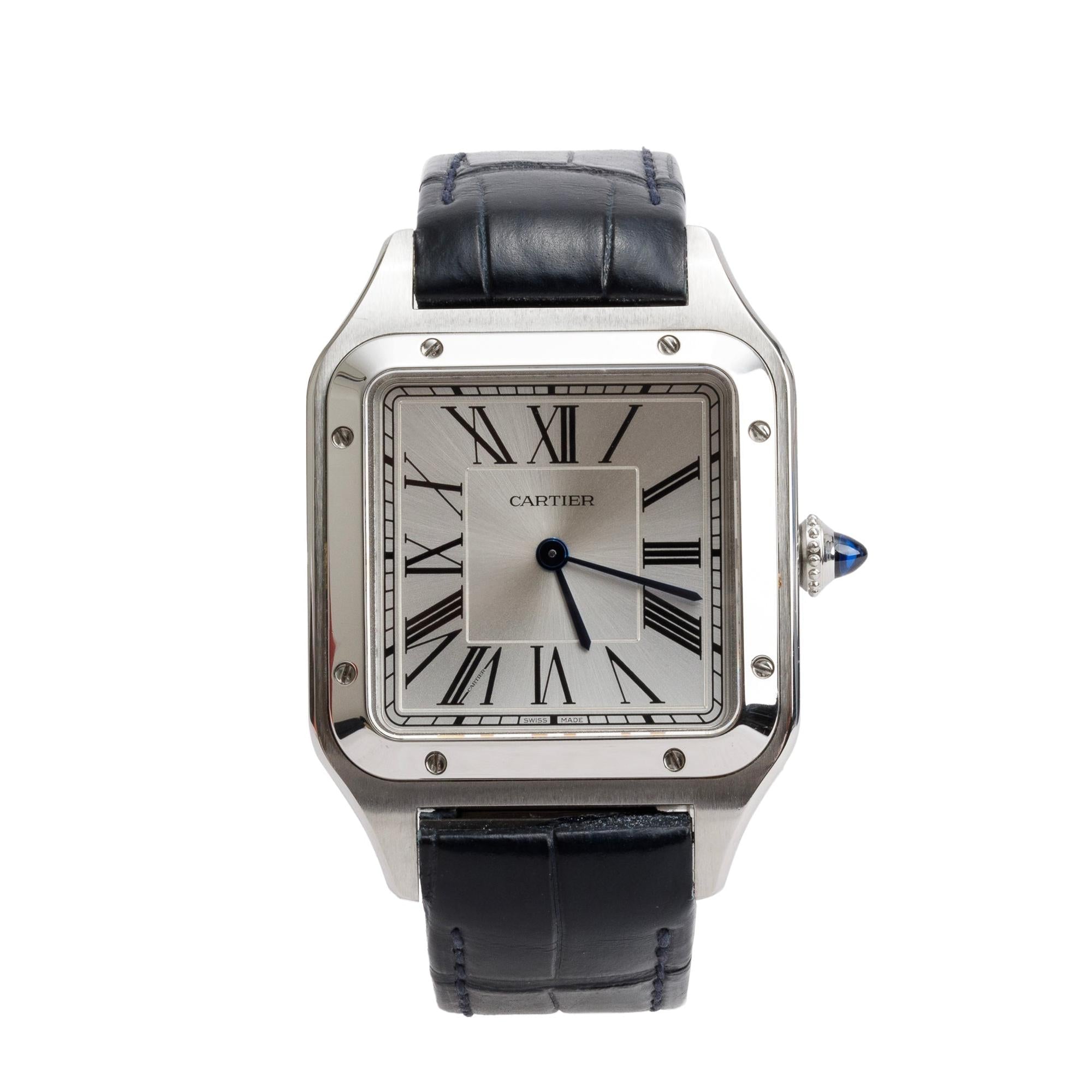 Cartier 2023 Stainless Steel Santos Dumont Watch, Large Model w/ Box & Papers