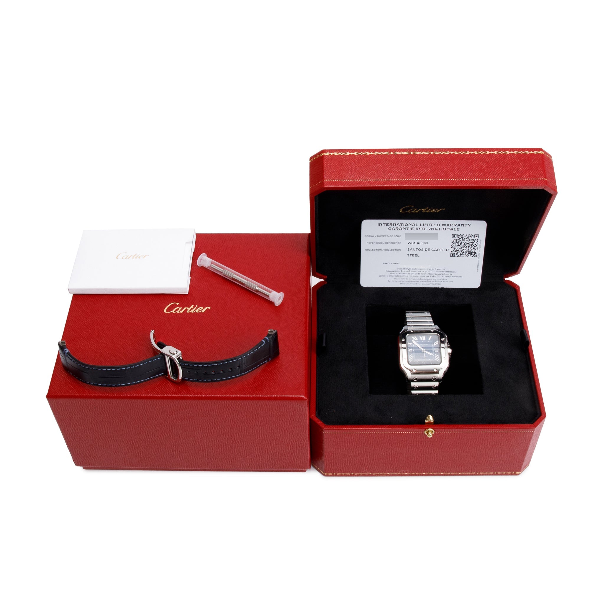 Cartier 2023 Stainless Steel Santos de Cartier Automatic Watch, Medium Model 4075 w/ Box & Papers