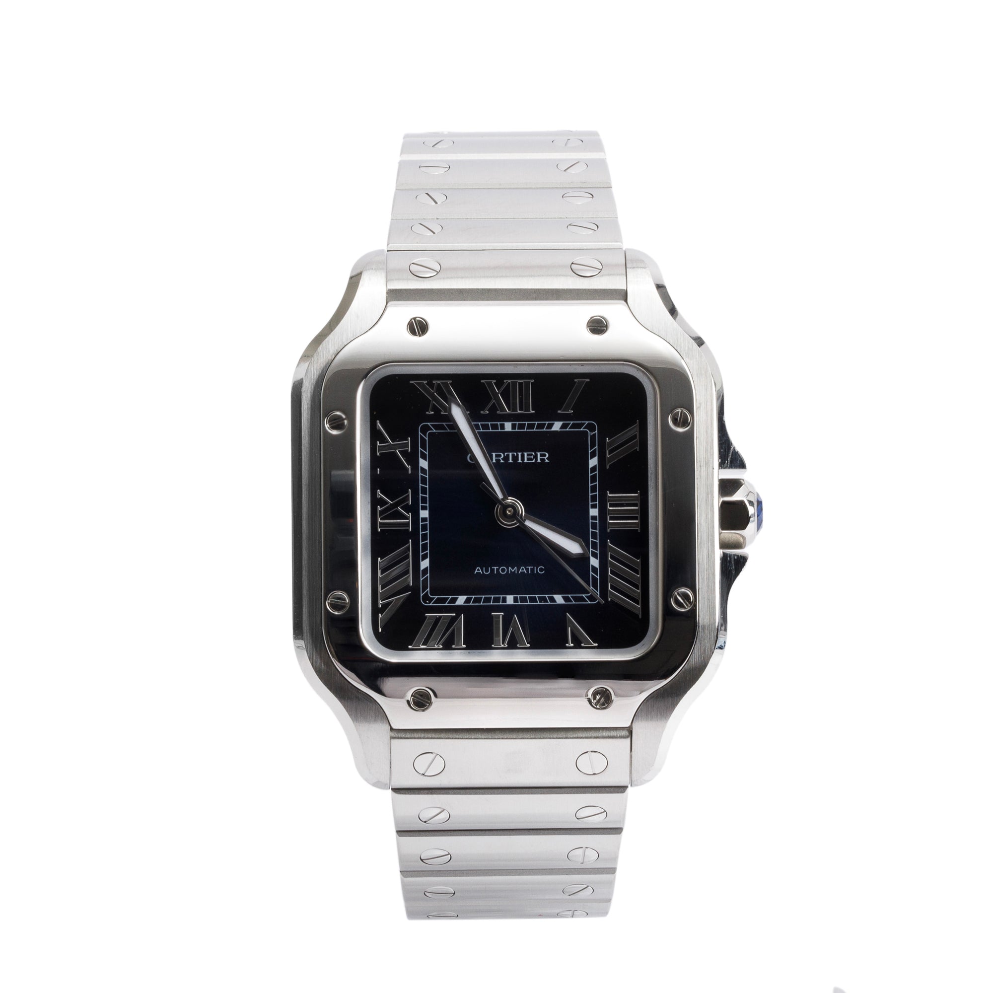 Cartier 2023 Stainless Steel Santos de Cartier Automatic Watch, Medium Model 4075 w/ Box & Papers