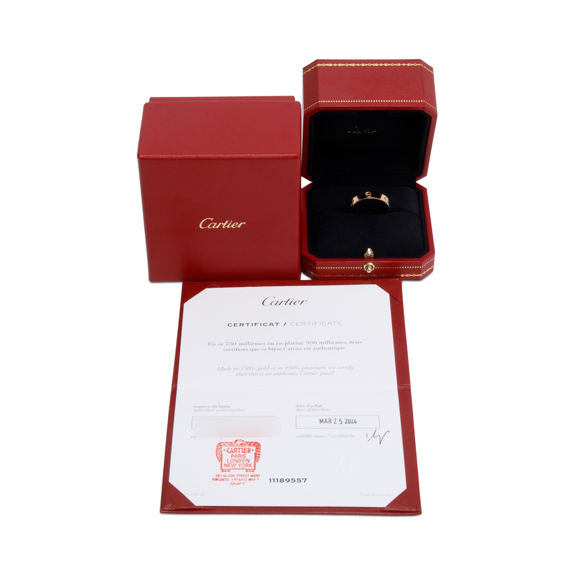 Cartier 2024 18k Yellow Gold 5.5 MM Love Ring, Size 63 10.5 w/ Box, Certificate & Receipt