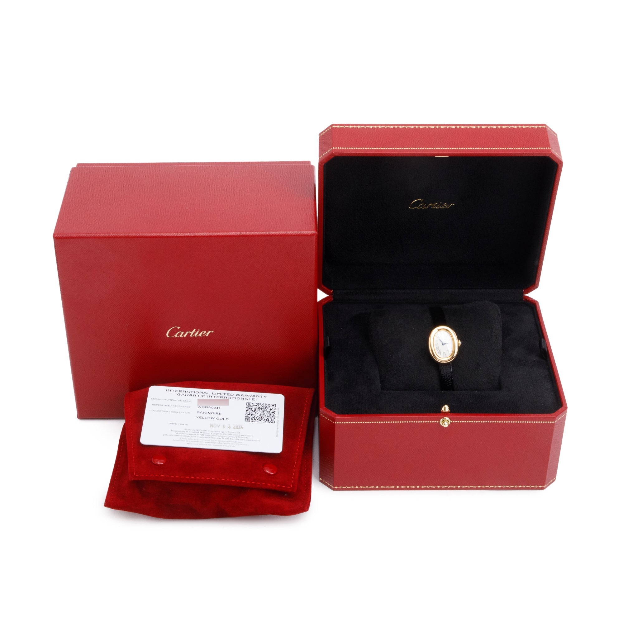 Cartier 2024 18k Yellow Gold Baignoire Watch, Mini Model 4511 w/ Box & Papers