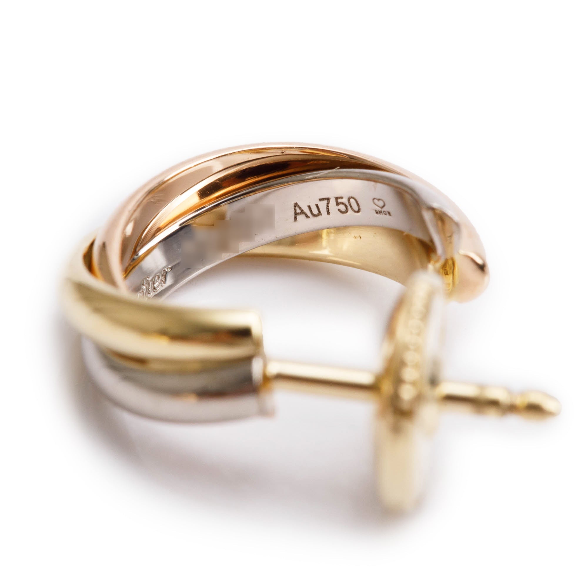 Cartier 2024 18k Yellow, White & Rose Gold Trinity Mini Hoop Earrings w/ Box & Certificate