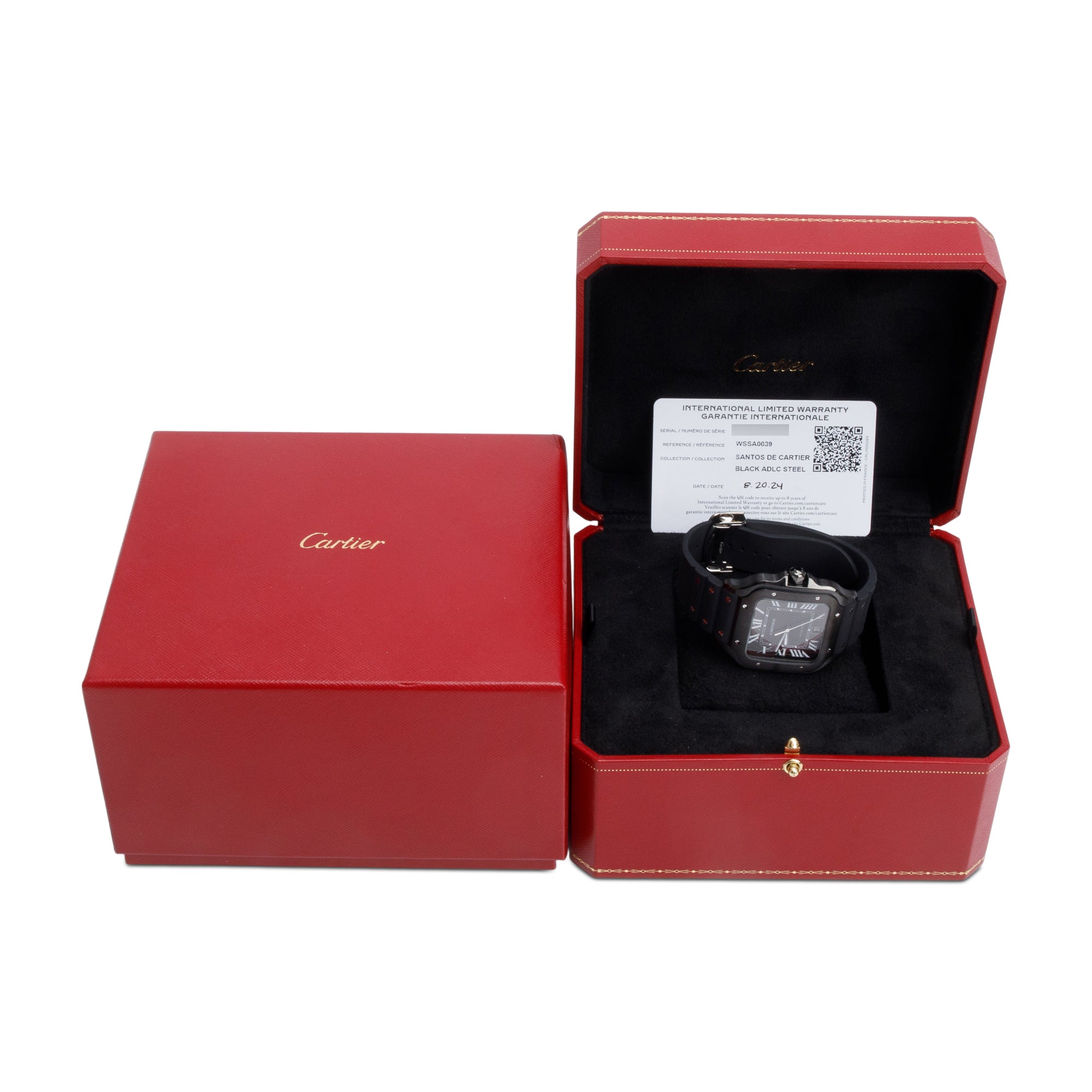 Cartier 2024 Stainless Steel & ADLC Santos de Cartier Automatic Watch, Large Model 4072 w/ Box, Papers & Extra Strap