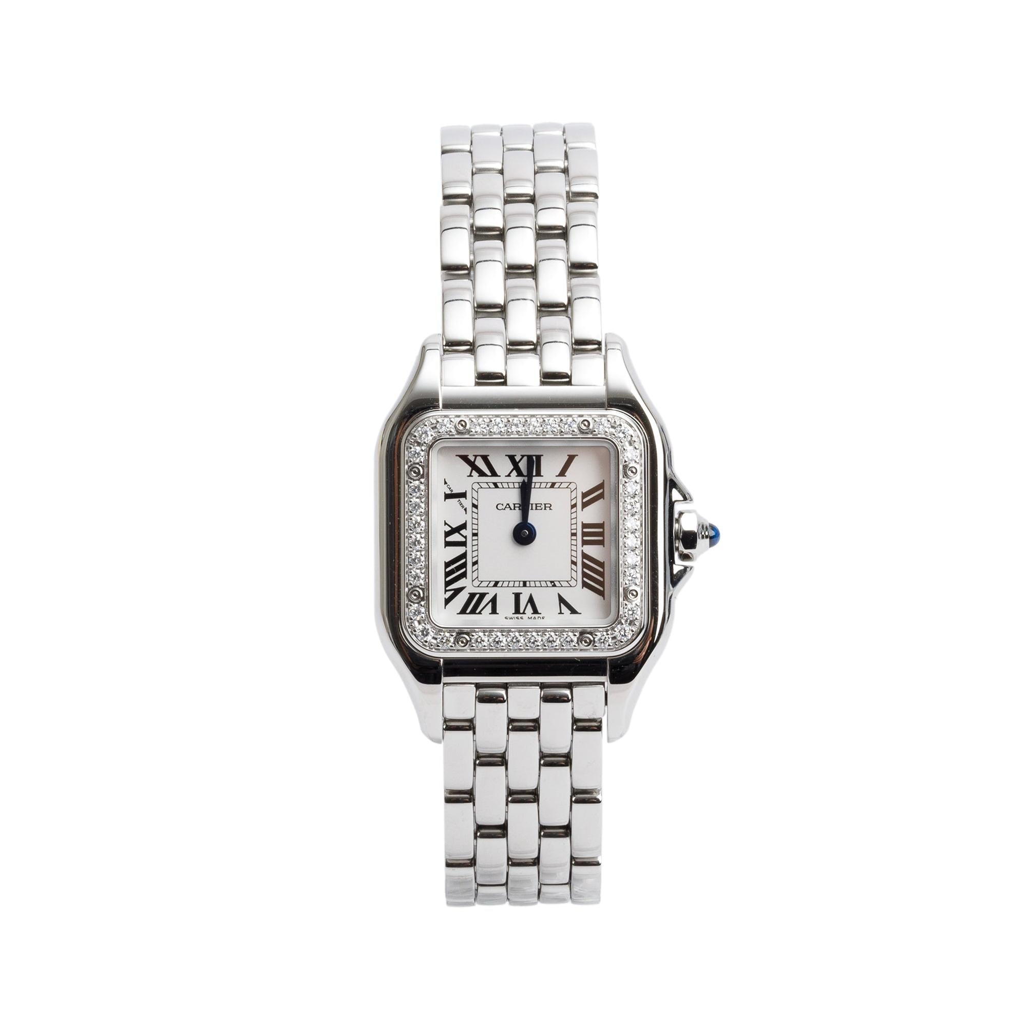 Cartier 2025 Stainless Steel Diamond Bezel Panthere de Cartier Watch, Small Model 4177 w/ Box & Papers