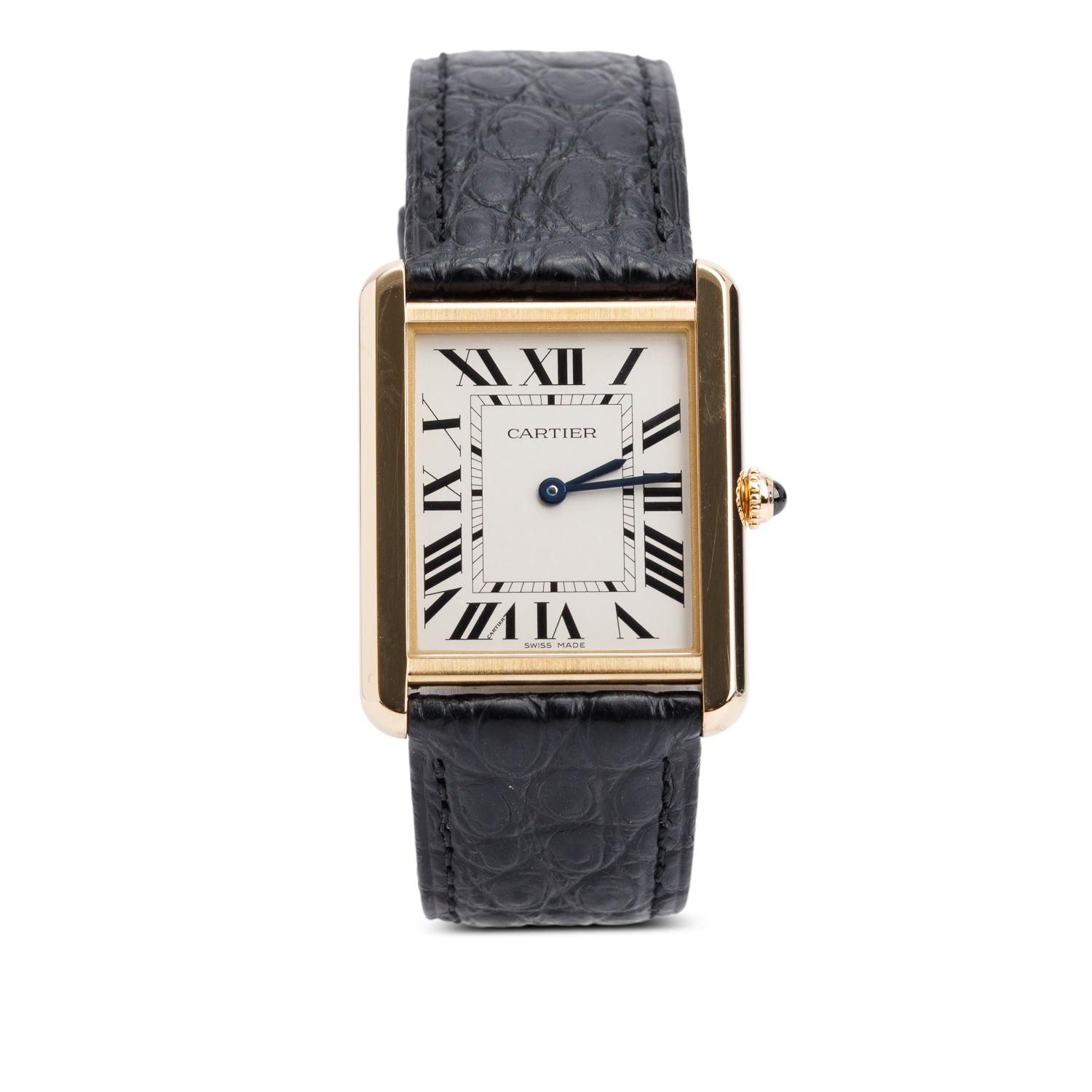 Cartier 18k Yellow Gold & Stainless Steel Tank Solo Quartz Watch, Large Model 3167 w/ Papers & Receipt