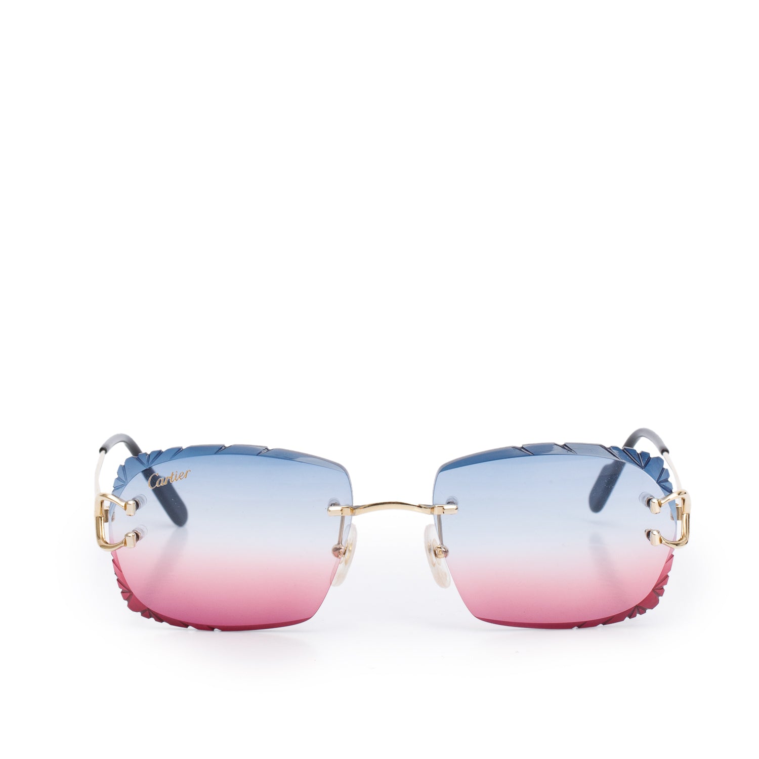 Cartier CT04160 Gold Tone Metal C de Cartier Diamond Cut Sunglasses w/ Box & Case