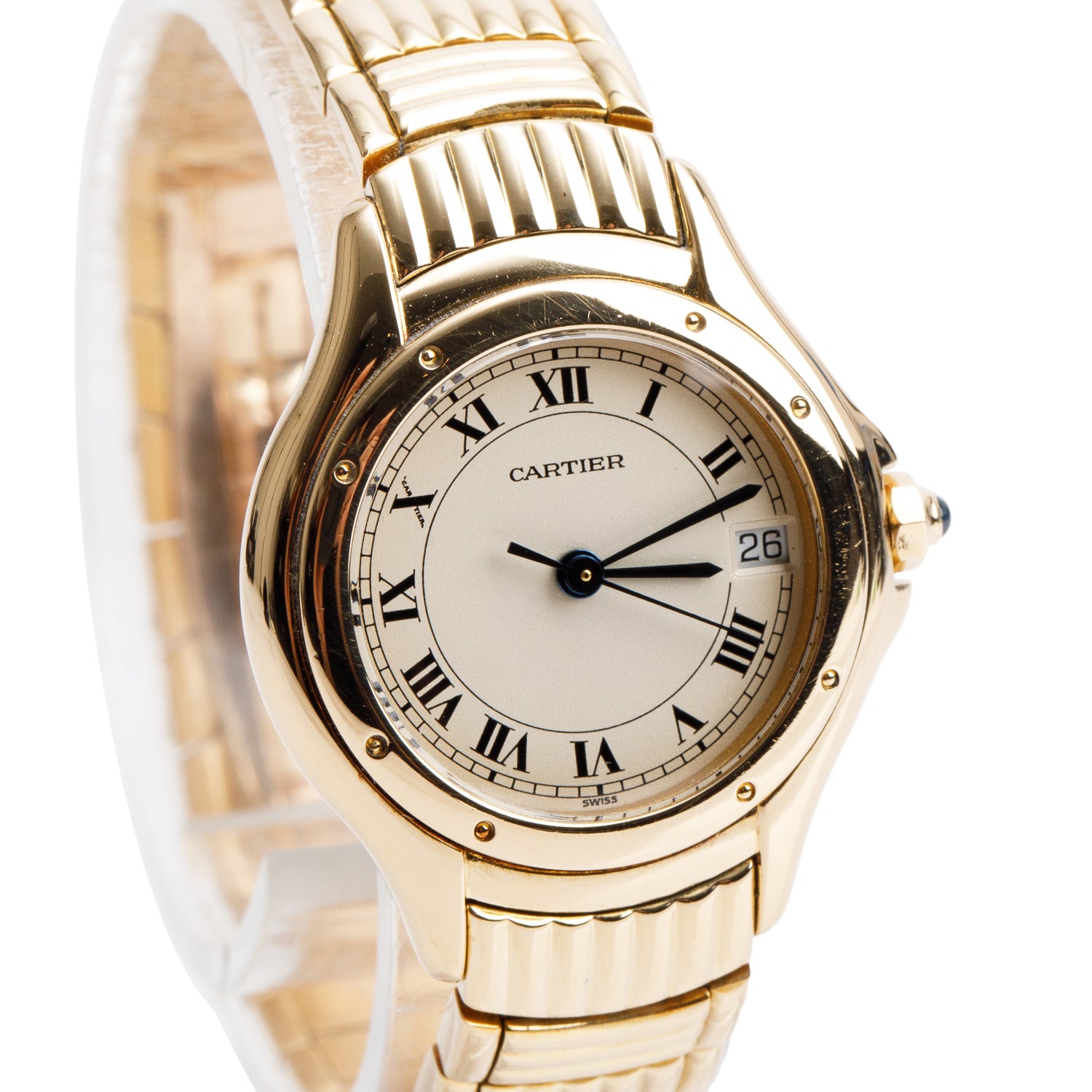 Cartier 18k Yellow Gold Cougar Figaro 26 MM Quartz Watch 1170 w/ Papers