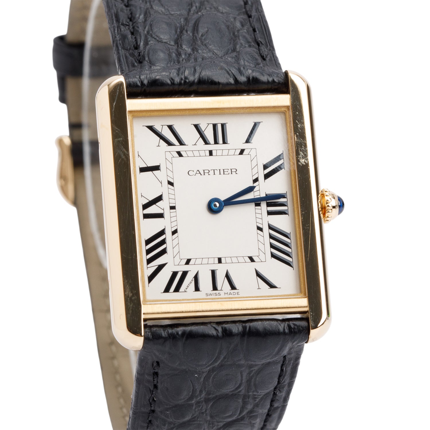 Cartier 18k Yellow Gold & Stainless Steel Tank Solo Quartz Watch, Large Model 3167 w/ Papers & Receipt